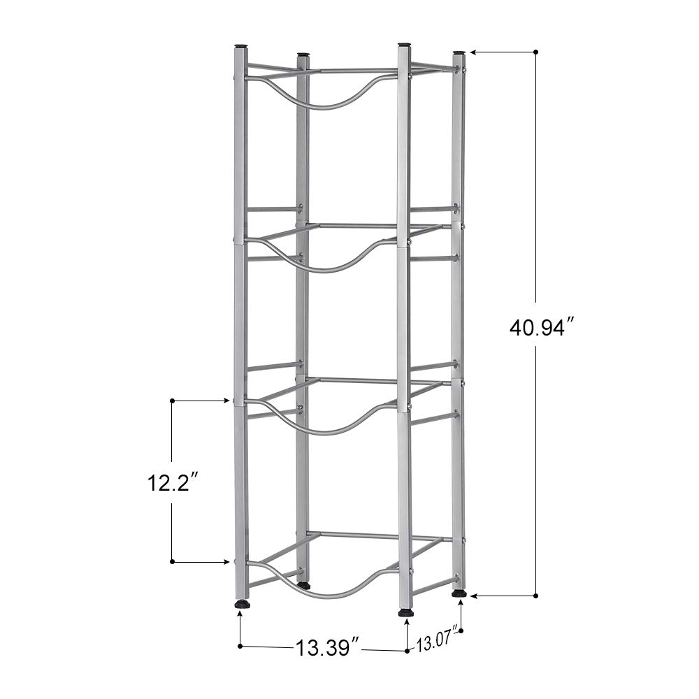 LIANTRAL 5 Gallon Water Cooler Jug Rack - 4-Tier Silver Water Bottle Storage Holder for Home & Office - Perfect for Water Dispensers, Pantry Organization, and Kitchen Storage