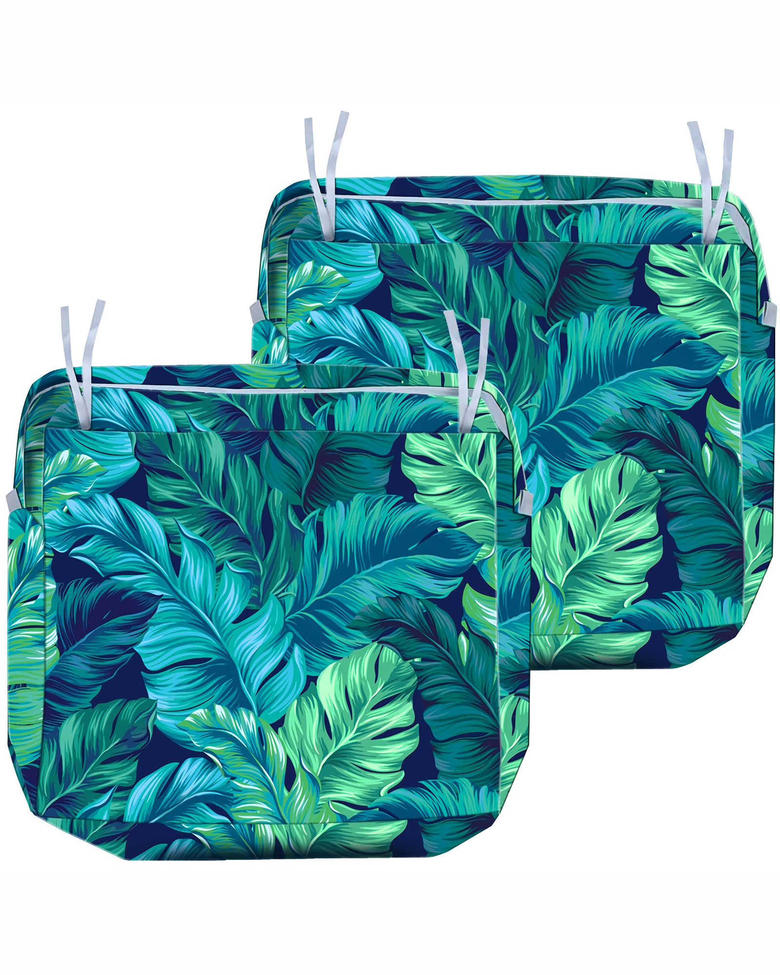 YINSHIFU 2 Pack Water Resistant Outdoor Patio Cushion Covers - 20x18x4 Inches Deep Seat Chair Slipcovers Replacement (Tropical Leaves Design) for Deck, Garden & Poolside Furniture Protection