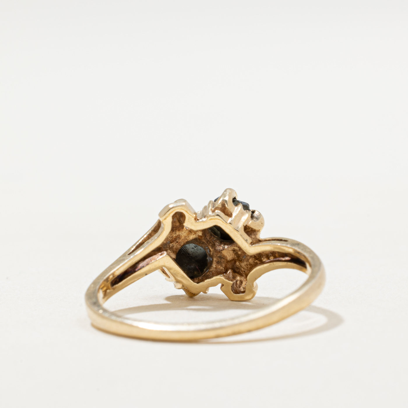 Toi et Moi Hematite Bypass Ring | 0.30ctw Hematite & Diamond Ring | Size 6.5 | Elegant Promise Ring for Women | Perfect for Anniversaries, Engagements & Special Occasions