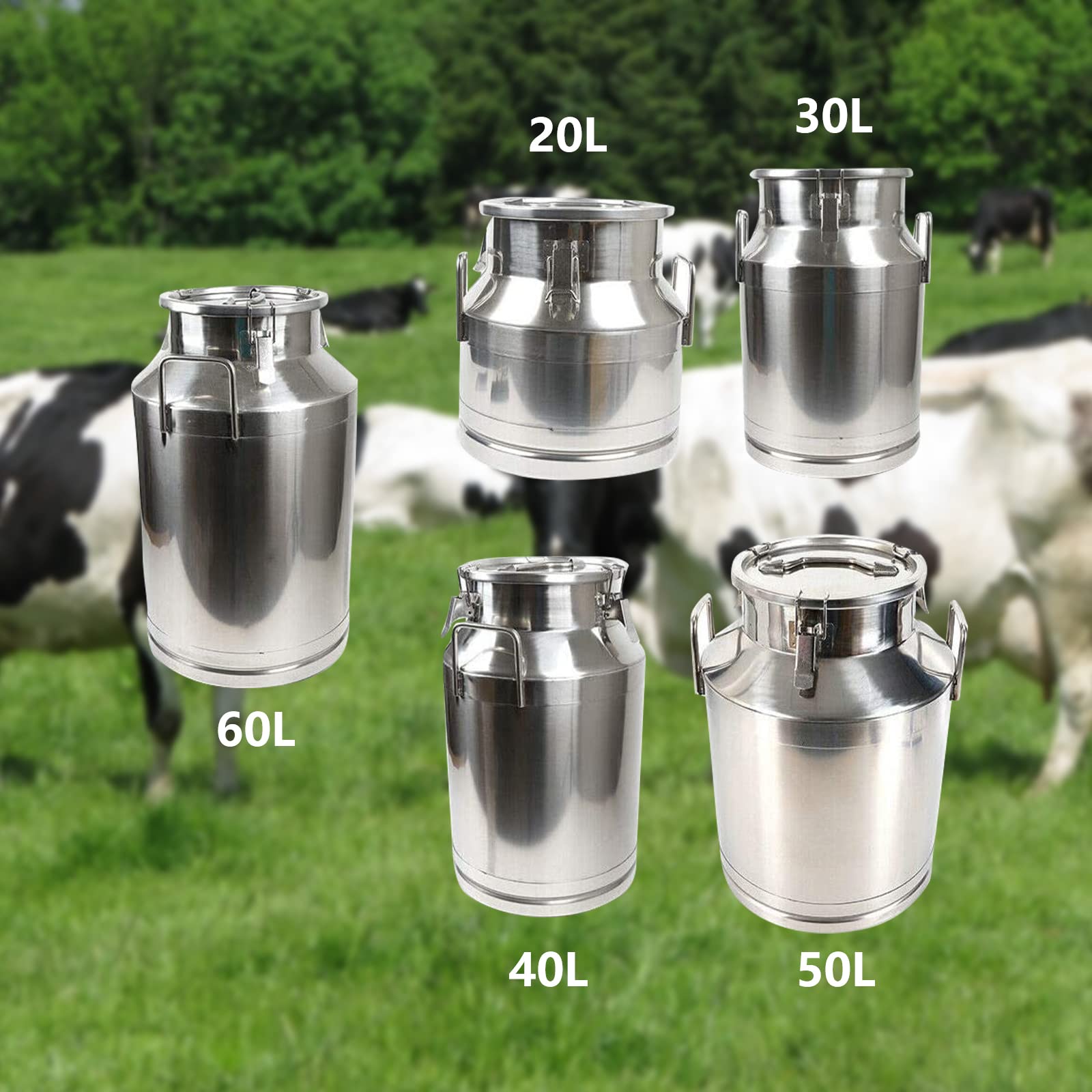 40L Stainless Steel Milk Can - 10.5 Gallon Heavy Duty Milk Jug with Silicone Seal for Dairy, Wine & Liquid Storage | Rust-Proof Food Grade Container | Perfect for Farm, Brewing & Home Use (US Stock)
