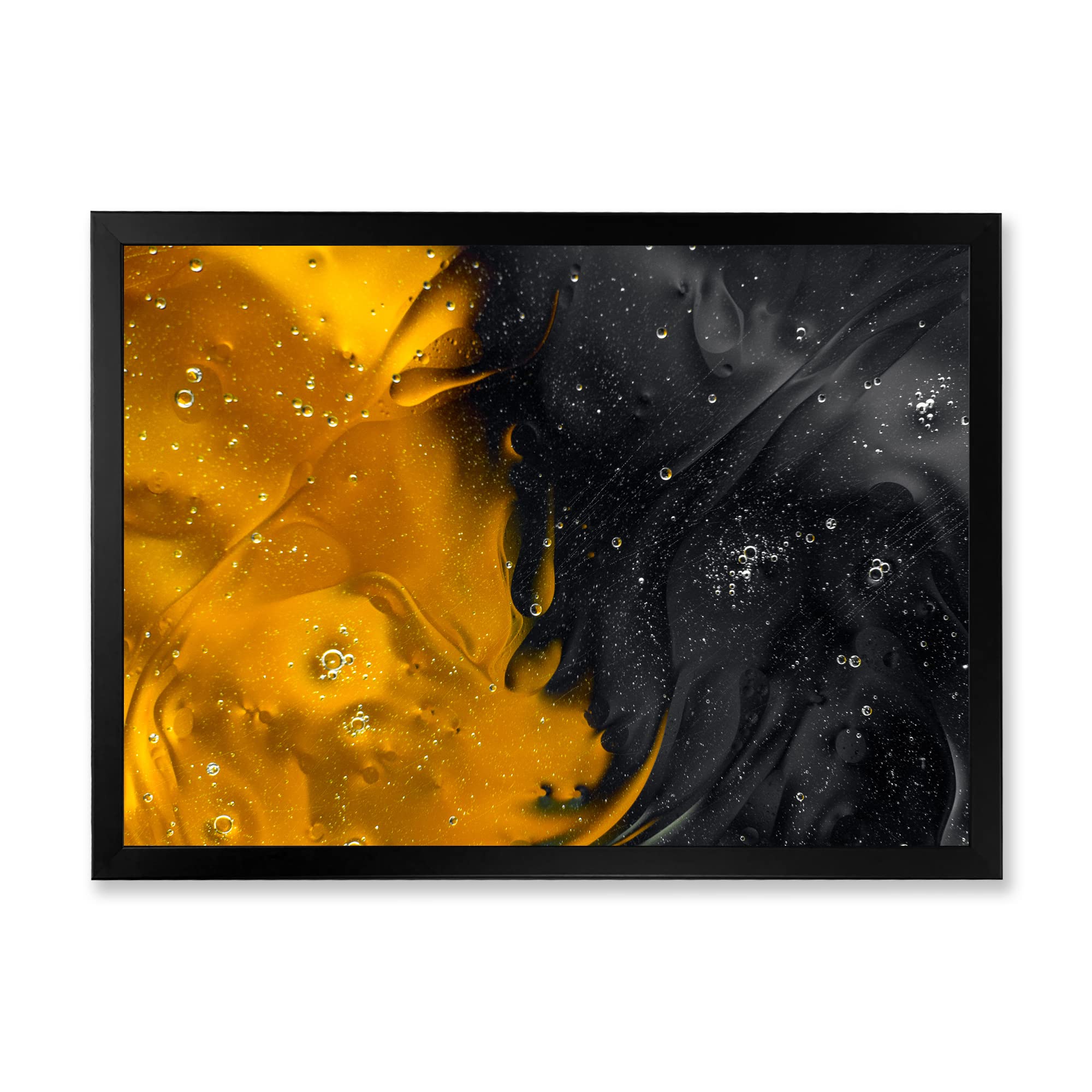 Modern Yellow and Black Framed Wall Art - Elegant Home Decor for Living Room, Bedroom & Office | Perfect Wedding Gift & Housewarming Present