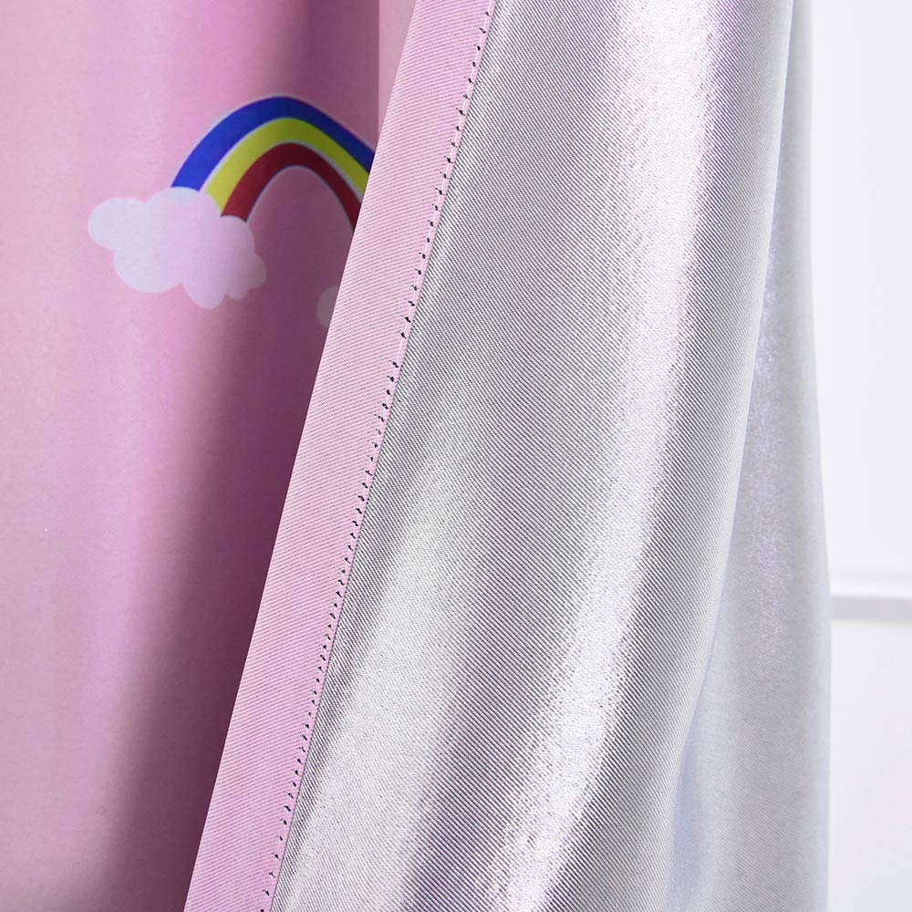 ELEOPTION Thermal Insulated Blackout Curtains for Small Windows - Rainbow Pink Window Valance Balloon Blind with Rod Pocket, 24
