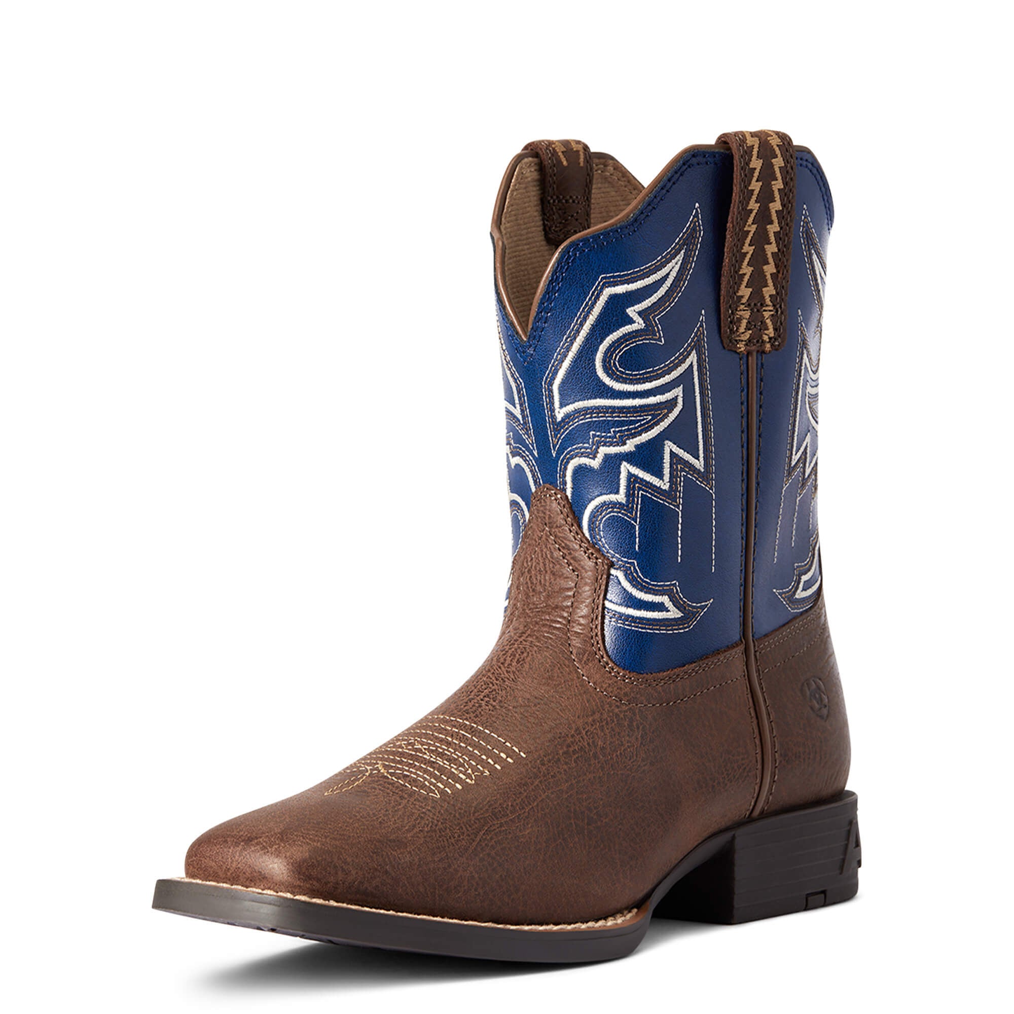Ariat Kids' Chocolate & Navy Sorting Pen Boots - Durable Western Boots for Young Riders - Perfect for Horseback Riding, Rodeos & Farm Work