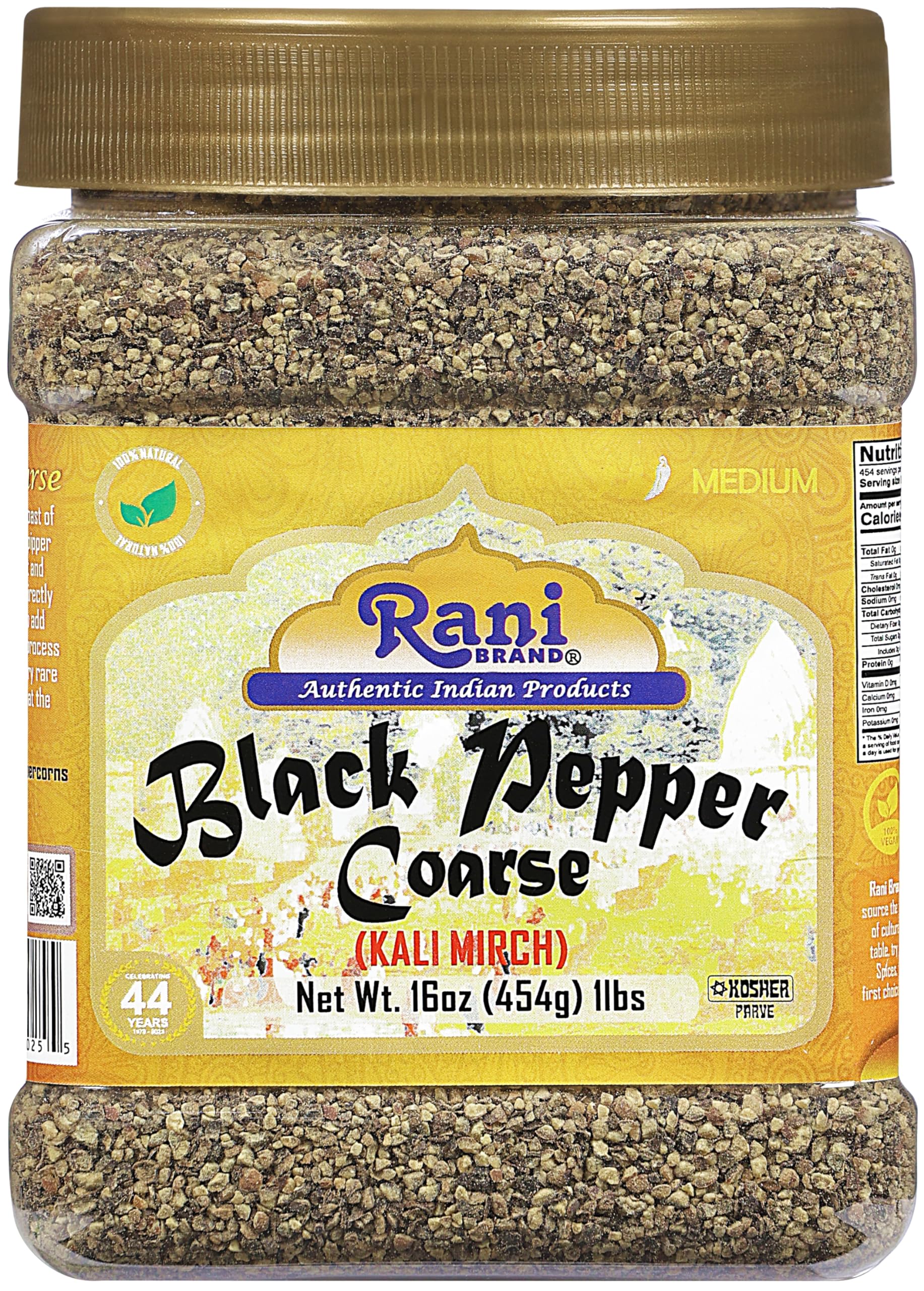 Premium Coarse Ground Black Pepper 16oz (1lb) - 28 Mesh Table Grind - All Natural, Vegan, Gluten-Free, Non-GMO, Kosher - Product of Vietnam - Perfect for Grilling, Seasoning & Gourmet Cooking