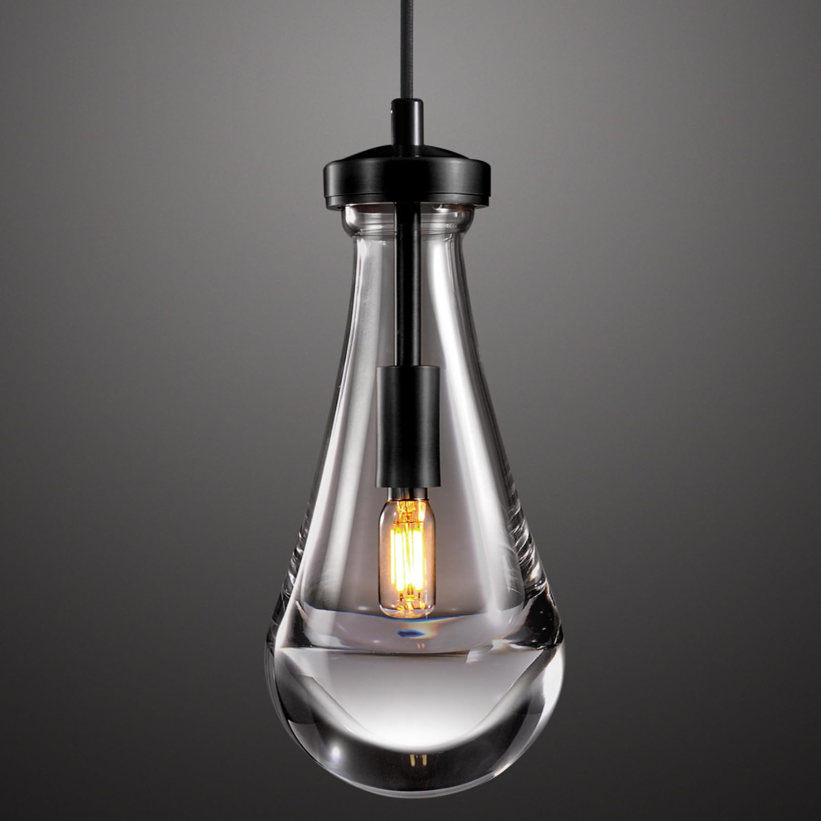 Modern Black Brass Raindrop Pendant Lights for Kitchen Island, Dining Room & Living Room - Elegant Chandelier Lighting Fixture with Included Bulb - Perfect for Home, Restaurant & Cafe Decor