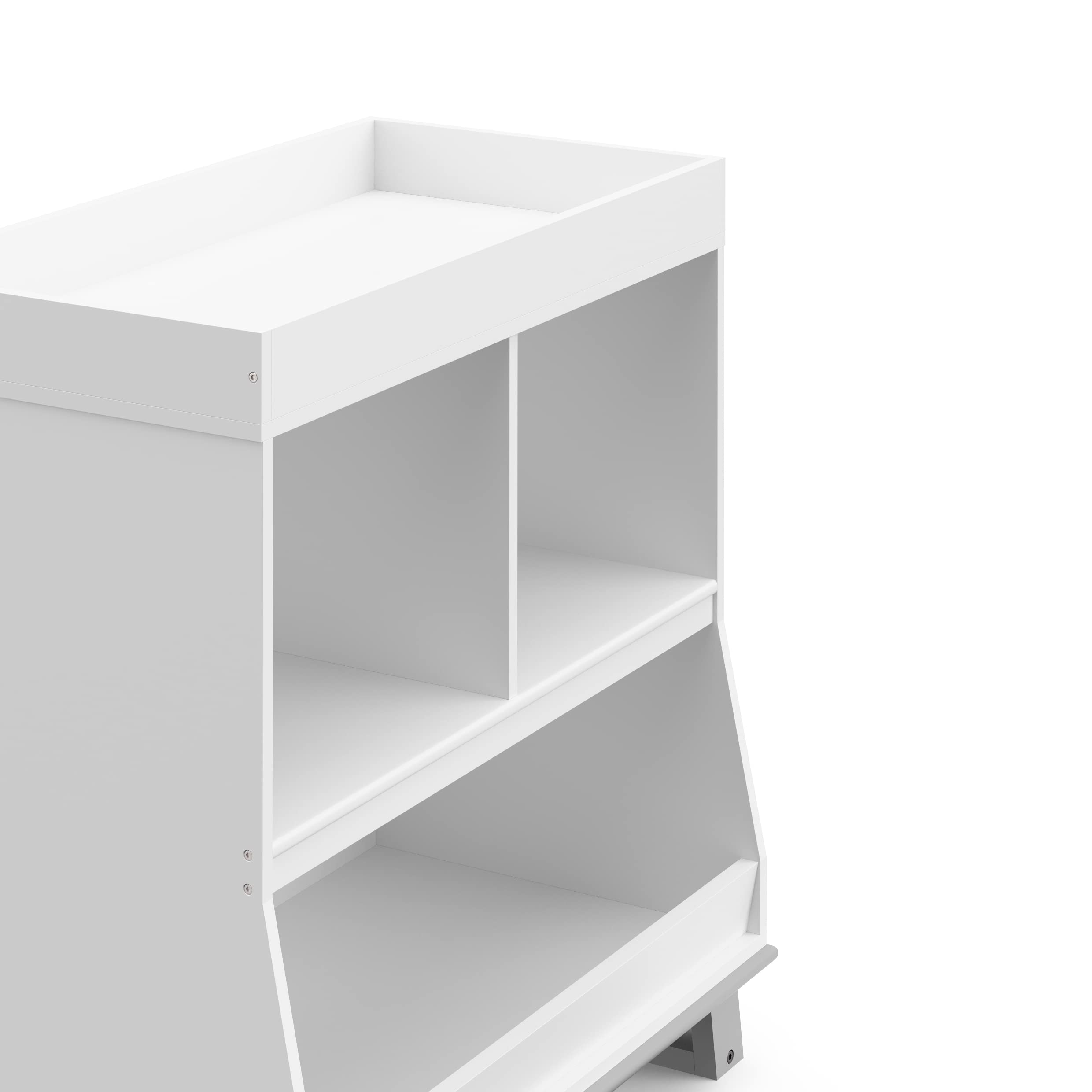 Storkcraft Modern Convertible Baby Changing Table - White & Pebble Gray | GREENGUARD Gold Certified Nursery Furniture | Safe Diaper Changing Station with Standard Pad Fit | Perfect for Baby Showers & Nursery Organization