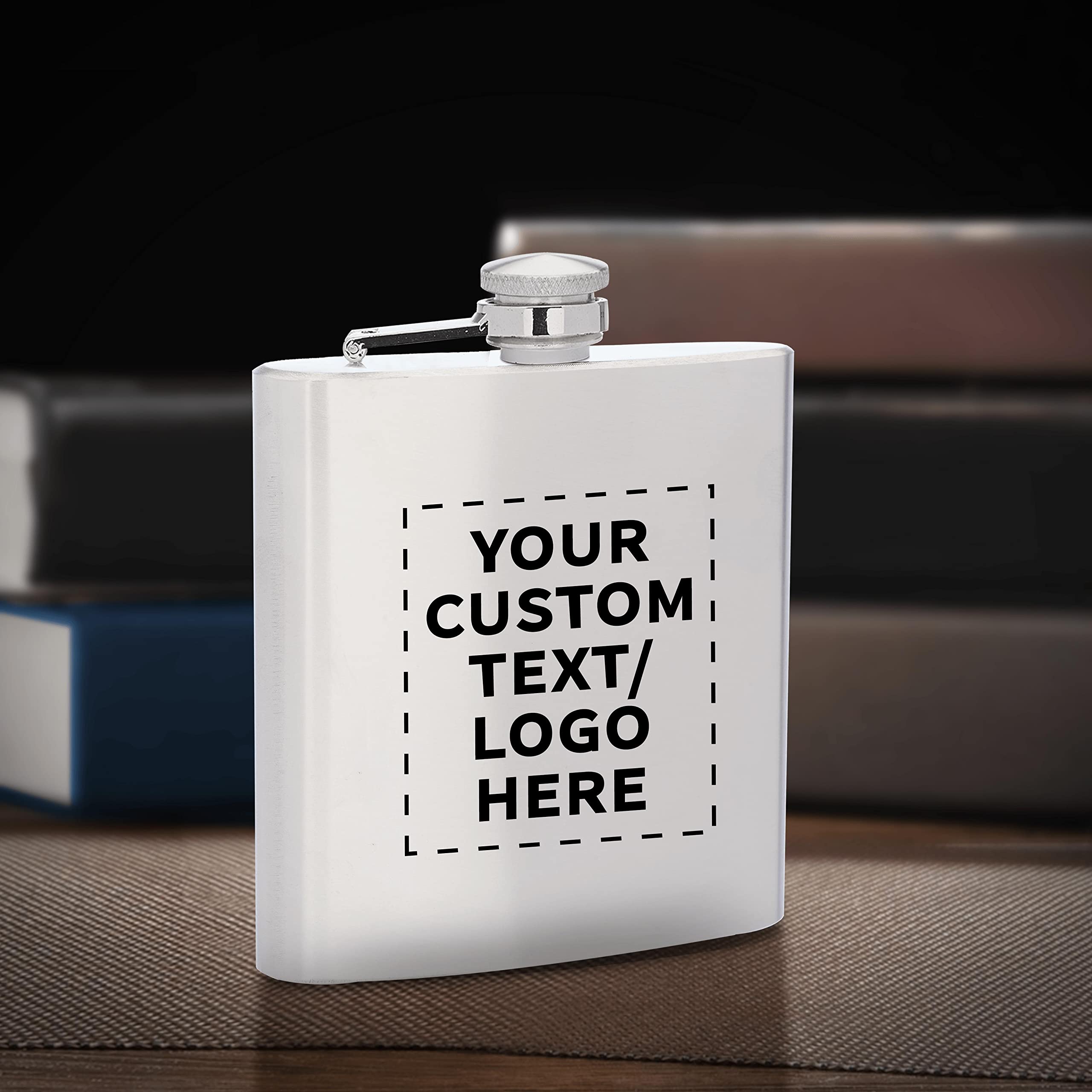 Personalized Stainless Steel Hip Flasks 6 oz (Set of 50) - Custom Engraved Wedding Party Gifts, Groomsmen Gifts & Outdoor Accessories - Screw Top Cap, Durable Silver Flasks for Camping, Hiking, Travel & Special Occasions