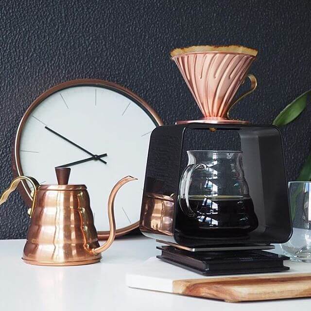 Hario V60 Copper Coffee Dripper - 2 Cup Pour Over Brewer for Specialty Coffee at Home or Office | Perfect for Single Serve & Small Batch Brewing