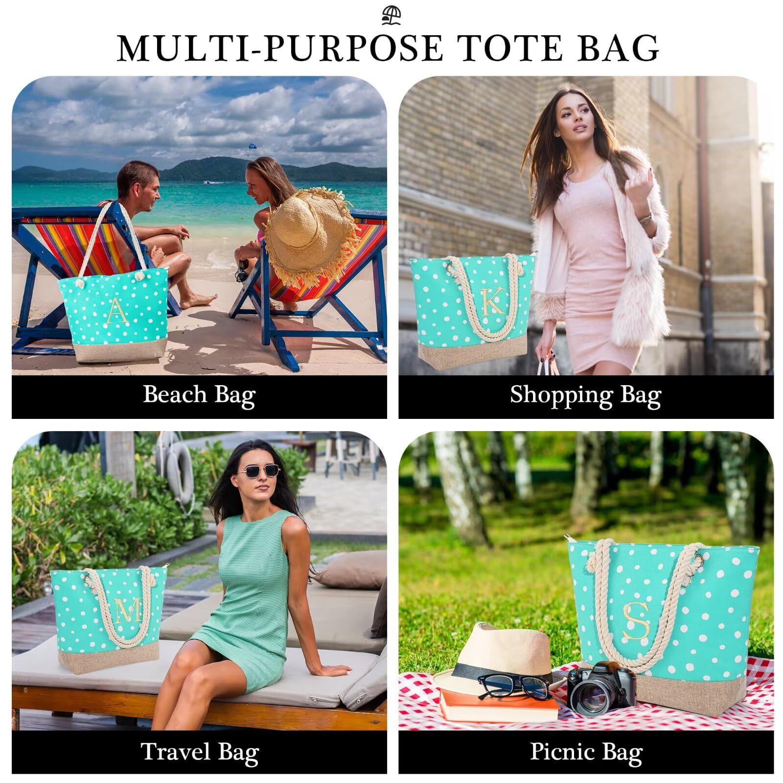 YOOLIFE Personalized Gifts for Women - Custom Birthday Gifts for Mom & Best Friend, Stylish Beach Tote Bag & Makeup Pouch Set | Perfect Travel Accessories & Thoughtful Present for Her