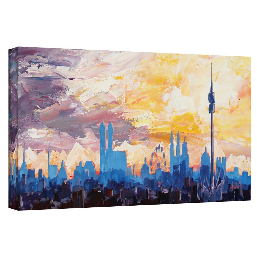ArtWall Martina and Markus Bleichner 'Munich Sky' Gallery-Wrapped Canvas Wall Art - 16x48 Inches - Modern Home Decor for Living Room, Bedroom & Office
