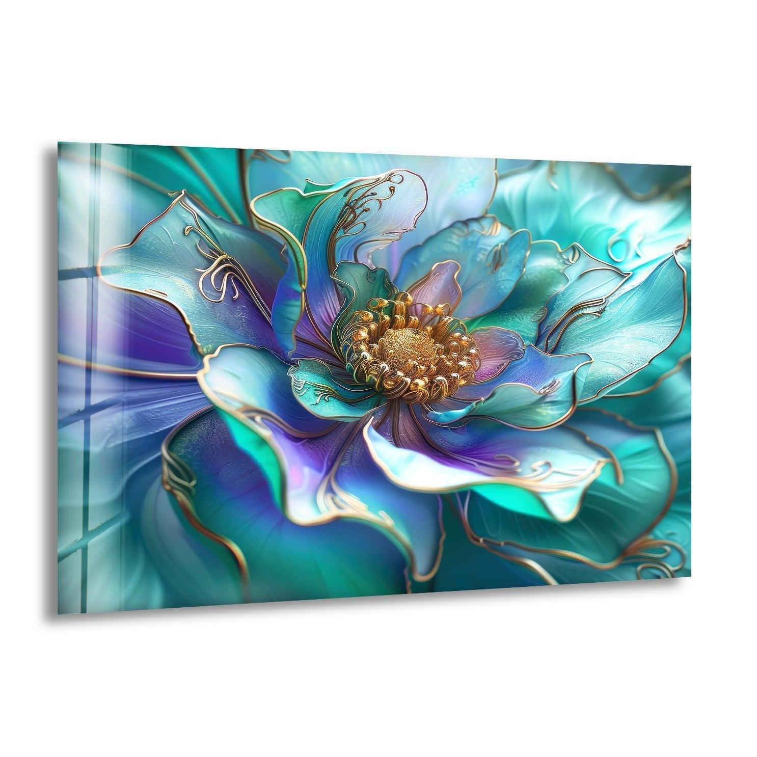 Abstract Pearlescent Flower Close-Up Glass Wall Art - Elegant Home Decor for Living Room, Bedroom & Office