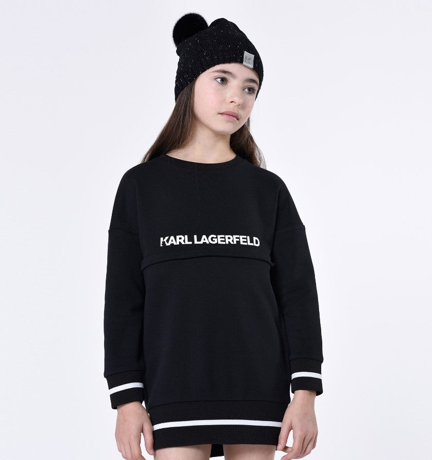 KARL LAGERFELD Women's 2-in-1 Dress & Sweater Set - Chic Black & White Outfit for Casual Wear, Office & Date Night