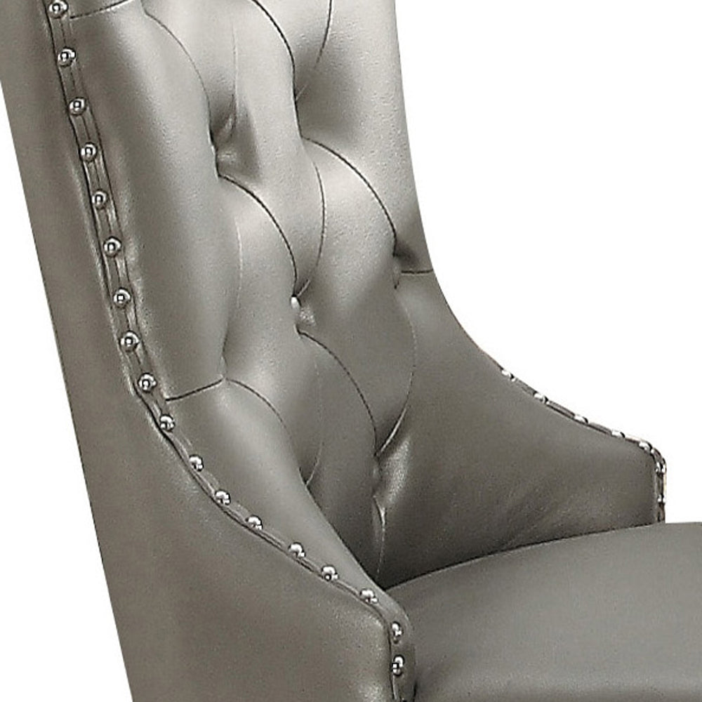 Elegant Champagne Tufted Side Chairs Set of 2 - Upholstered Dining Accent Chairs for Living Room, Bedroom & Office Decor