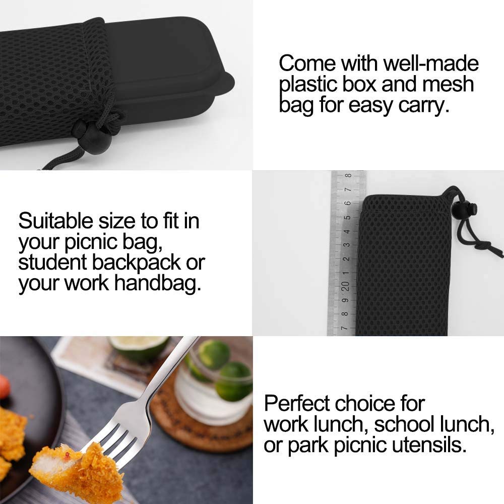 7-Piece Stainless Steel Travel Cutlery Set - Fork, Knife, Spoon, Chopsticks with Case | Portable Dining for Camping & Picnics