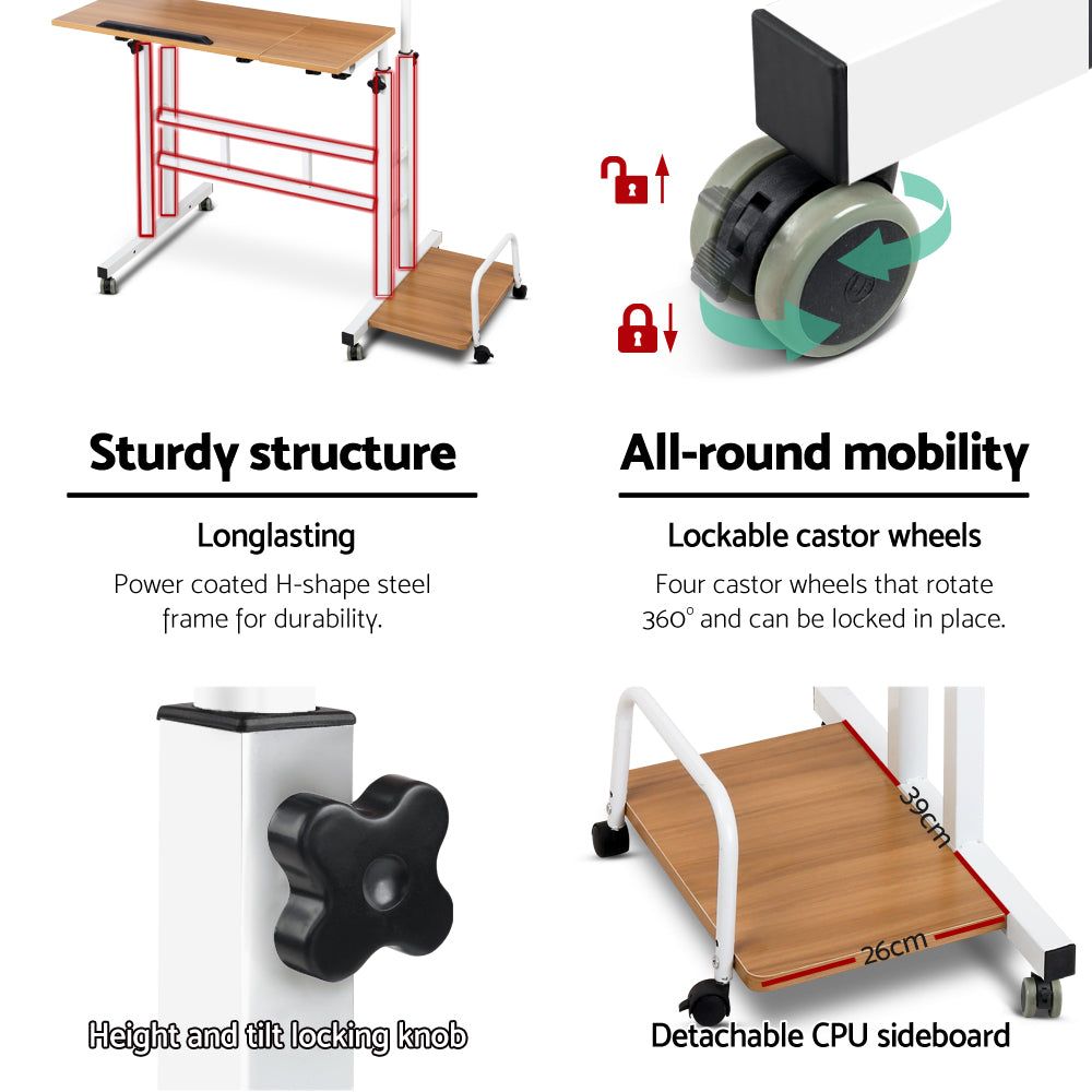 Light Wood Twin Laptop Table Desk - Adjustable Portable Standing Desk for Home Office, Bed, Couch - Perfect for Remote Work & Studying