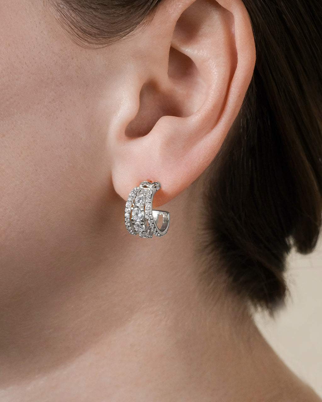 Yasmina CZ Hoop Earrings for Women - 925 Sterling Silver Cubic Zirconia Huggie Hoops - Elegant Everyday Jewelry for Work, Party & Date Night