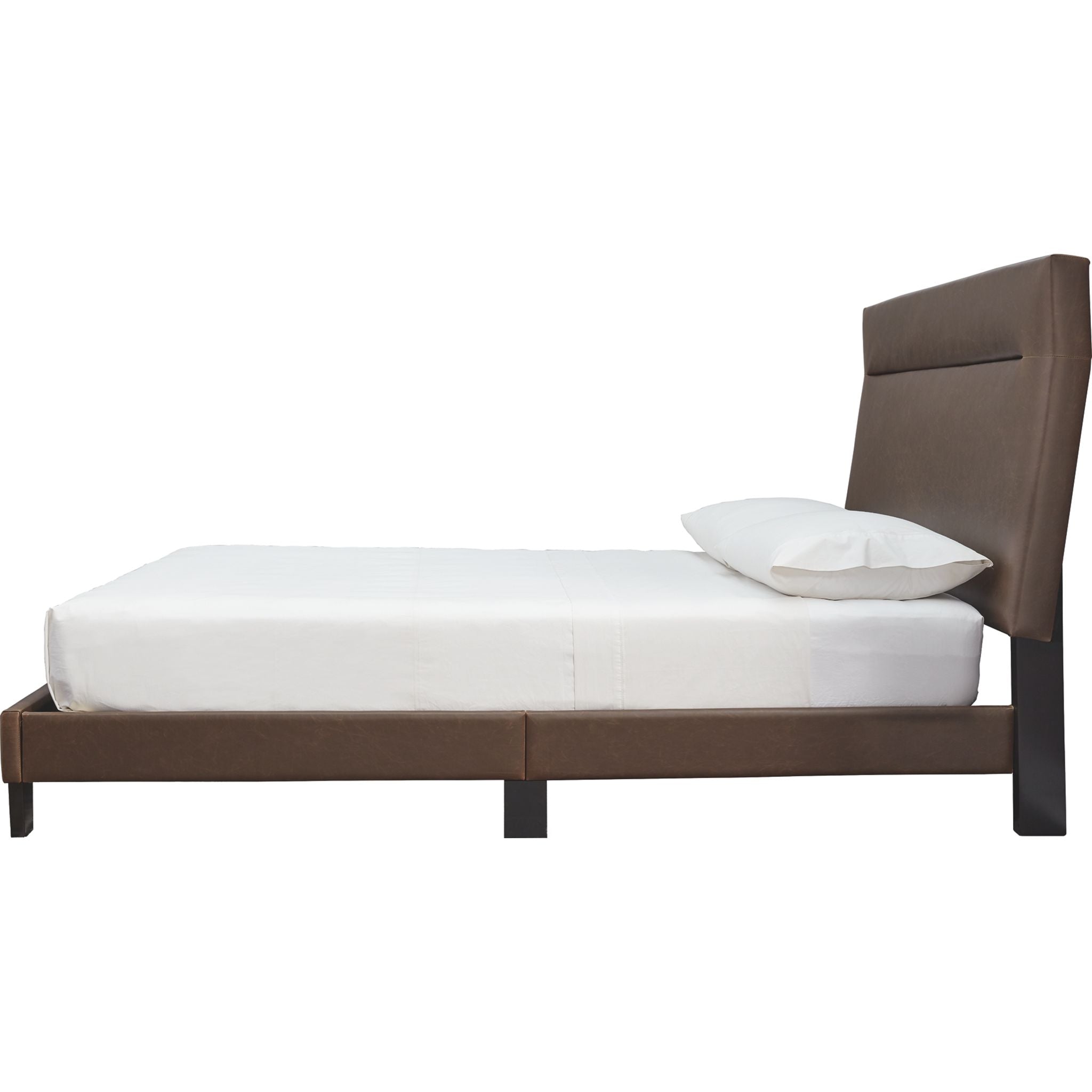 Adelloni Upholstered Platform Bed Frame - Queen Size Brown Fabric Bed with Wooden Slats - Perfect for Modern Bedroom & Guest Room Decor