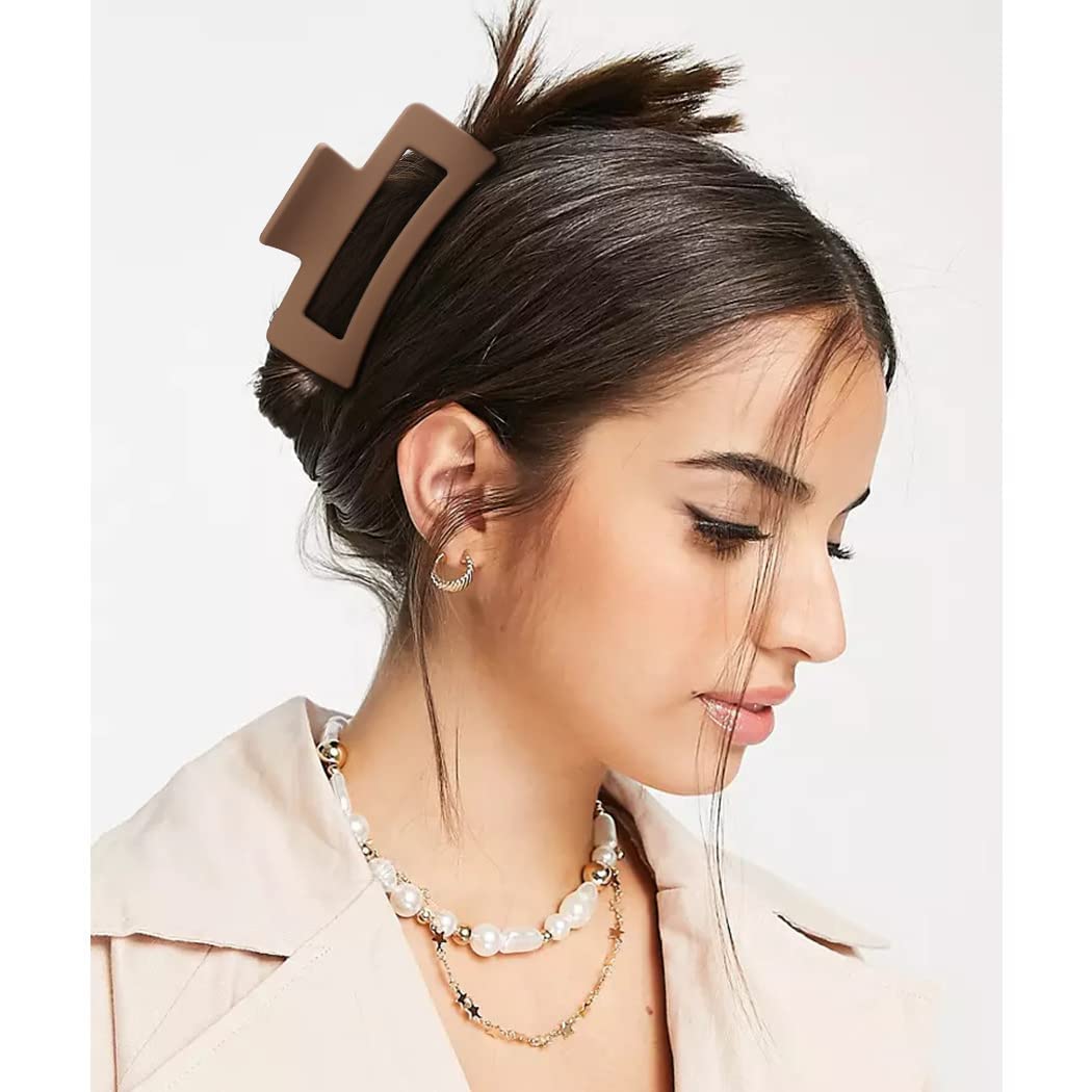 ALIBA COLLECTION 4-Piece Matte Hair Claw Clips Set for Thick Hair - Neutral Hair Accessories with Strong Hold (Multicolor) - Perfect for Updos, Ponytails & Everyday Styling