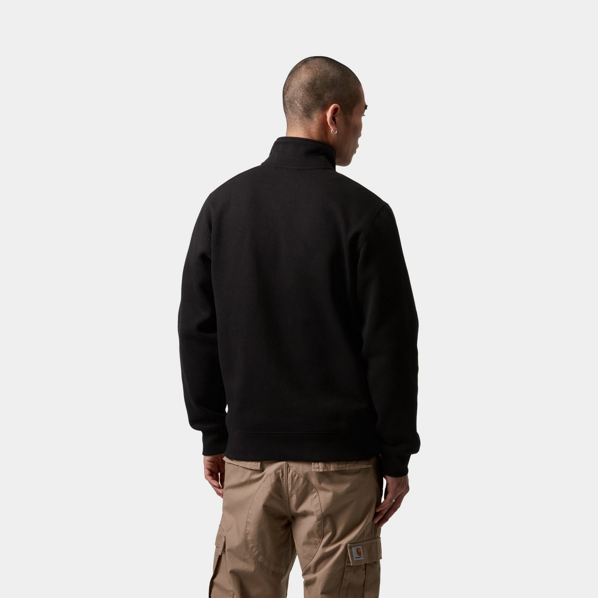 Chase Neck Zip Sweatshirt for Women & Men - Black Pullover Hoodie with Front Zipper | Casual Streetwear, Gym, Outdoor Activities