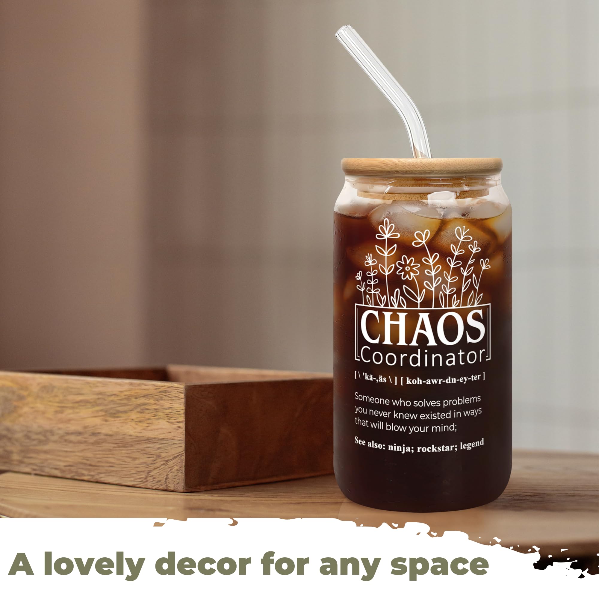 Chaos Coordinator Gifts for Women - 16oz Insulated Tumbler Cup for Coworkers, Boss, Teacher, Nurse & Mom - Perfect Thank You, Birthday & Valentine's Day Present - Great for Office Use, Coffee Drinking & Daily Hydration