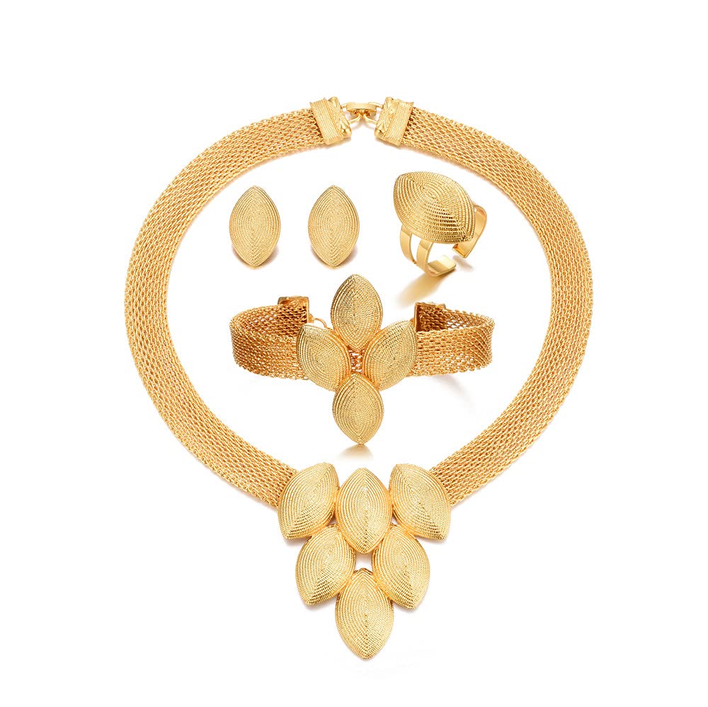 24K Gold Plated Dubai Jewelry Sets for Women - Elegant Prom, Valentine's, Anniversary & Birthday Gift Set - Perfect for Parties, Weddings & Special Occasions