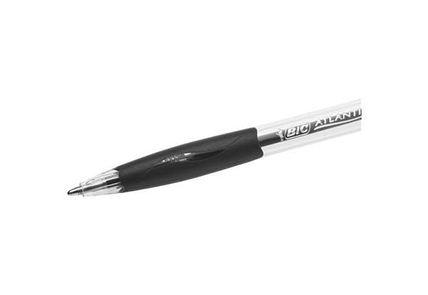 BIC Atlantis Classic Black Ballpoint Pens - 12 Pack with Free Tipp-Ex Correction Fluid & Refill - Smooth Writing Office & School Supplies for Everyday Use, Note Taking & Business Meetings
