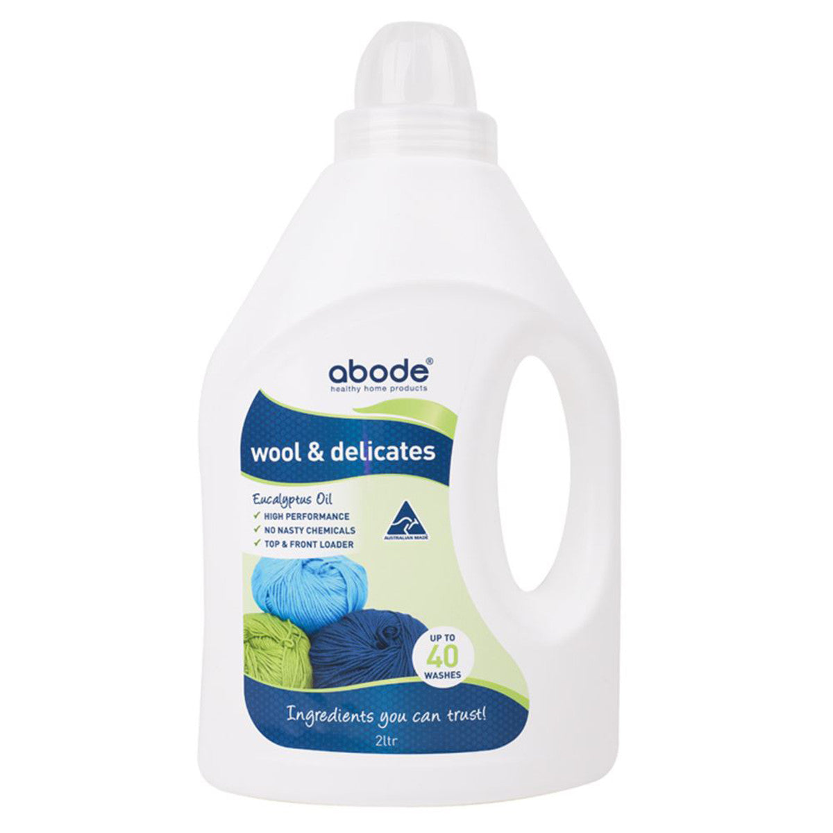 ABODE Wool Wash & Delicates Eucalyptus 1L - Gentle Laundry Detergent for Wool, Silk & Delicate Fabrics - Perfect for Hand Washing & Machine Care