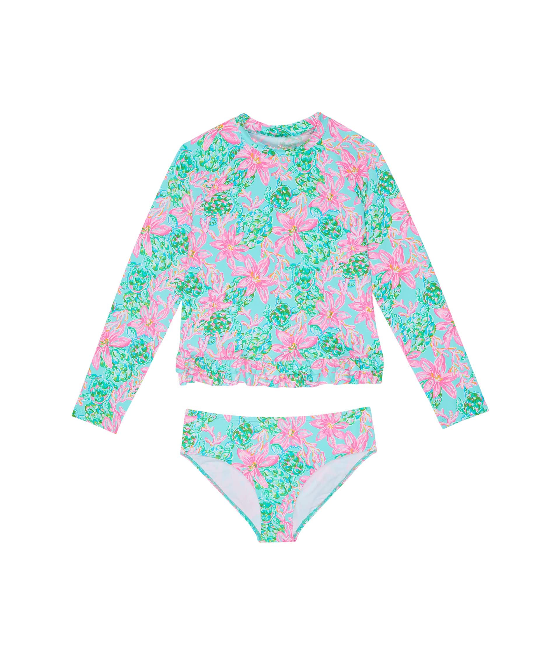 Lilly Pulitzer Girls' Ansley Rashguard Swimsuit Set UPF 50+ Sun Protection (Toddler/Little Kids/Big Kids) - Perfect for Beach, Pool & Summer Water Activities