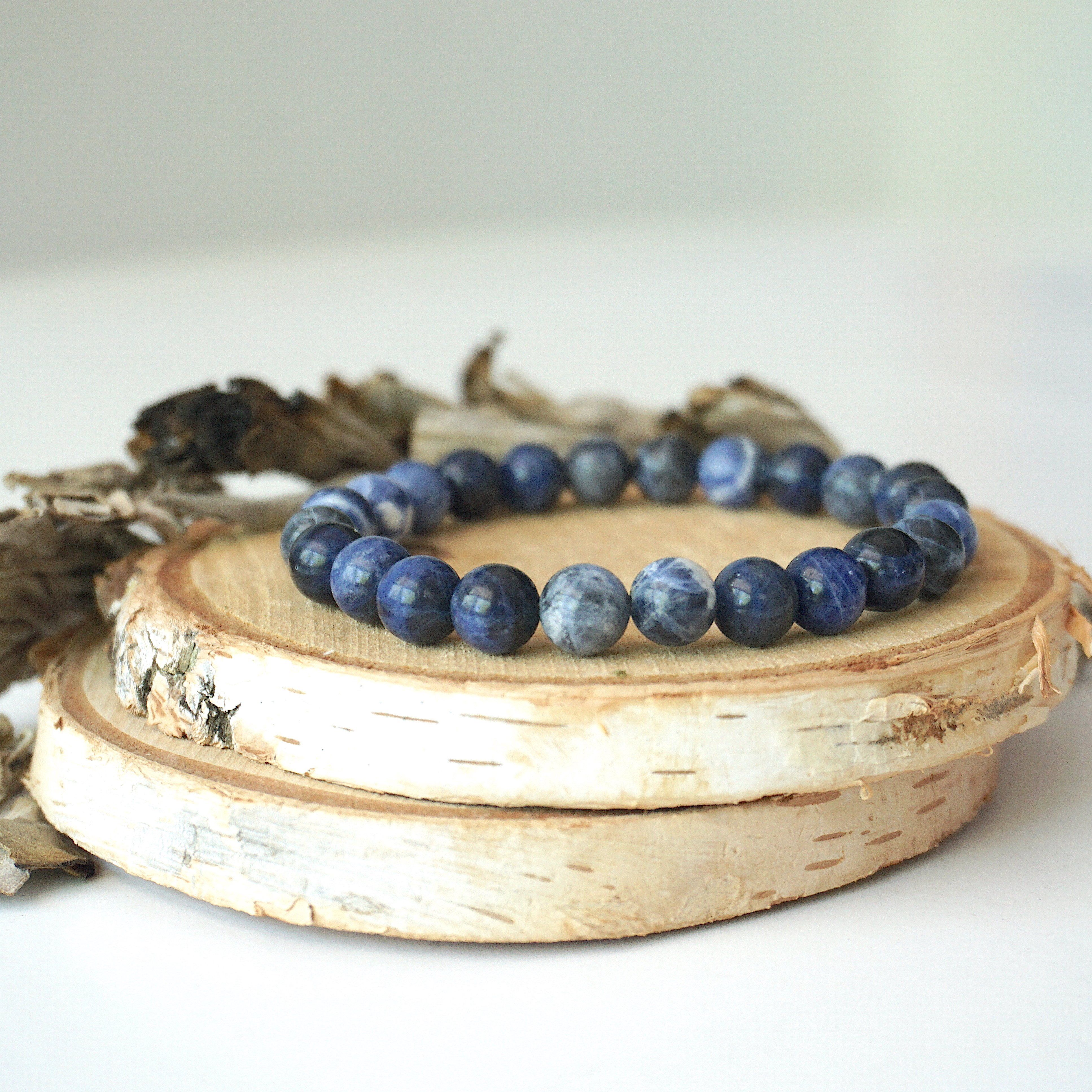 Sodalite Healing Crystal Mala Bracelet - Natural Stone Beads for Meditation, Stress Relief & Spiritual Balance | Perfect for Yoga, Mindfulness & Chakra Healing