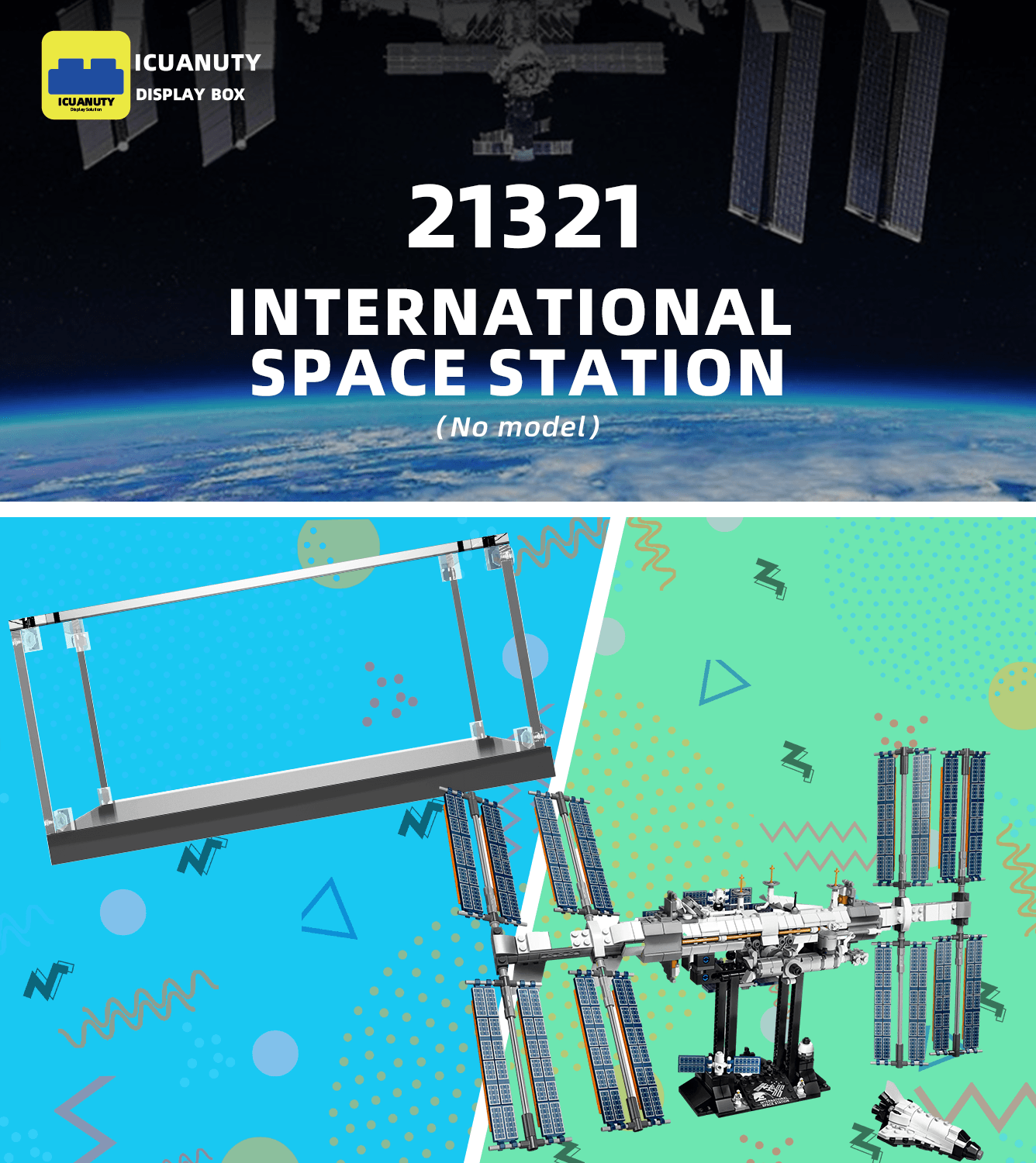 Lego International Space Station 21321 Display Case - Clear Acrylic Protection for Lego NASA Space Model - Perfect for Home Office Decor & Collector's Showcase