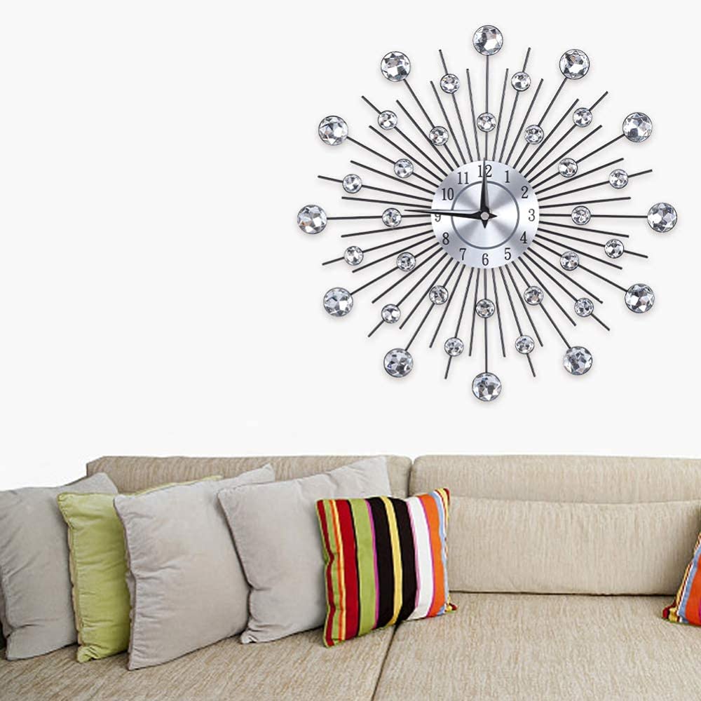 Elegant Silver 3D Flower Wall Clock - Silent Non-Ticking Round Metallic Decor for Living Room, Office, School & Bedroom | Perfect Home & Workspace Decoration