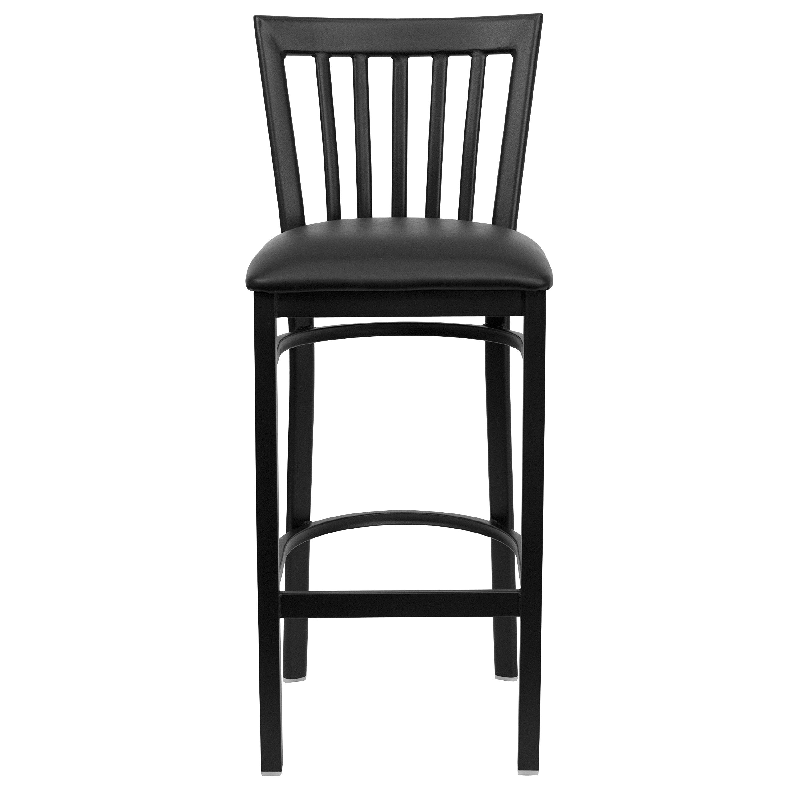 2 Pack Black Metal Bar Stools with Vinyl Seat - Heavy Duty Restaurant & Home Kitchen Counter Stools for Dining, Bar, Cafe, and Office Use