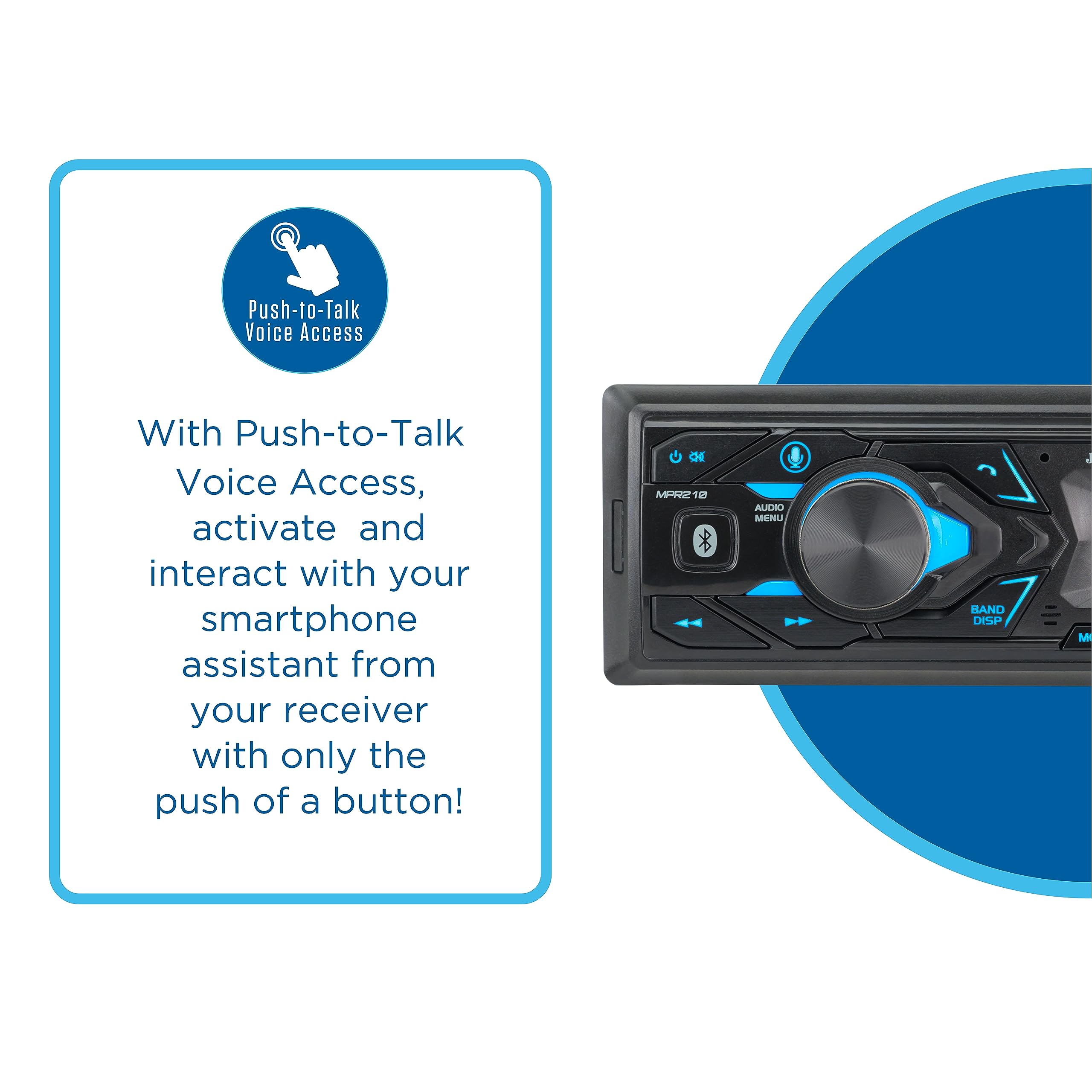 JENSEN MPR210 7-Character LCD Single DIN Car Stereo with Bluetooth, Hands-Free Calling & Music Streaming | AM/FM Radio | USB Playback & Charging | Push-to-Talk Assistant | Perfect for Commuting, Road Trips & Daily Driving