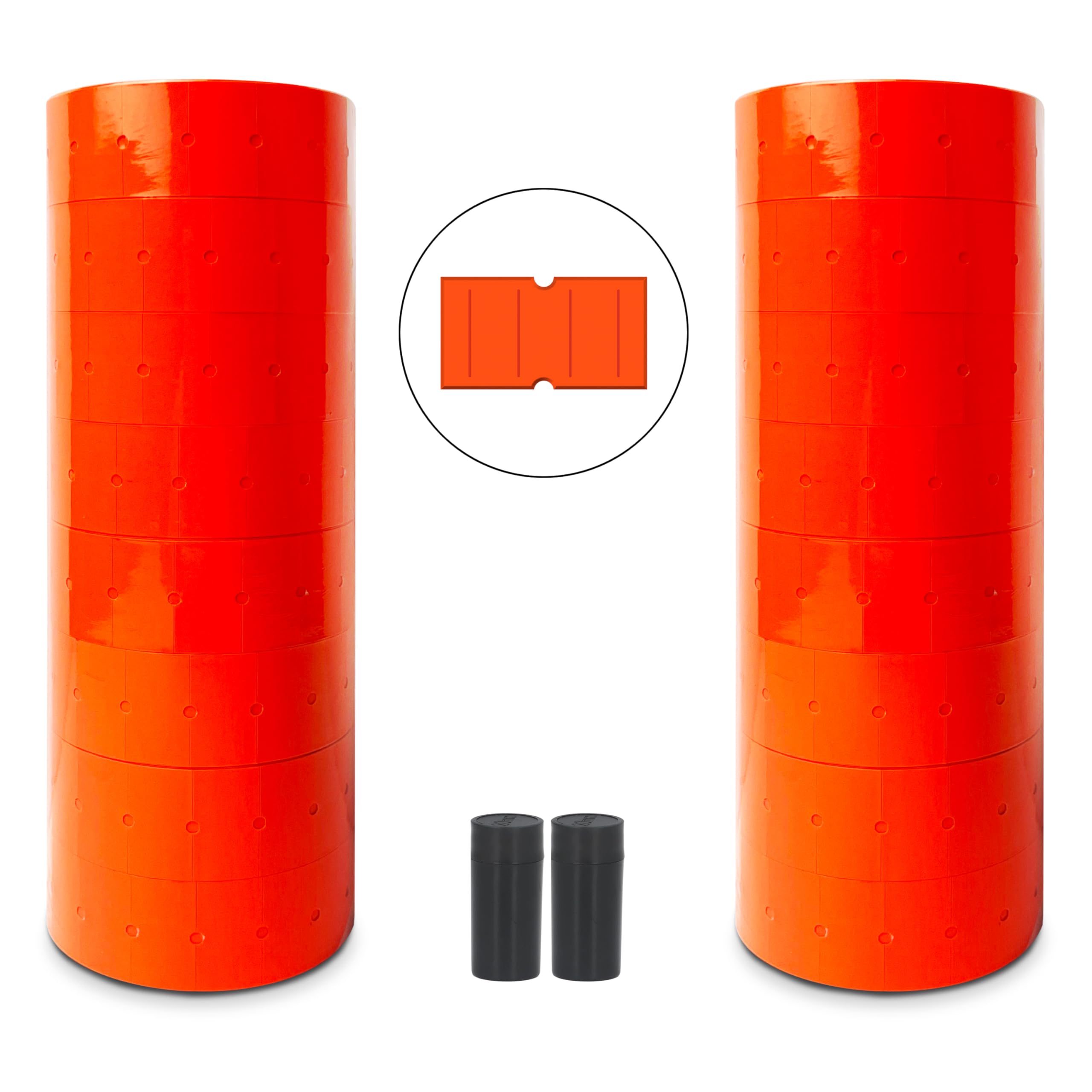 MX 5500 Price Gun Labels - 20 Rolls (10,000 Labels Total) with 2 Ink Rollers - Fluorescent Red with Security Slits - Perfect for Retail Pricing, Warehouse Inventory & Barcode Labeling