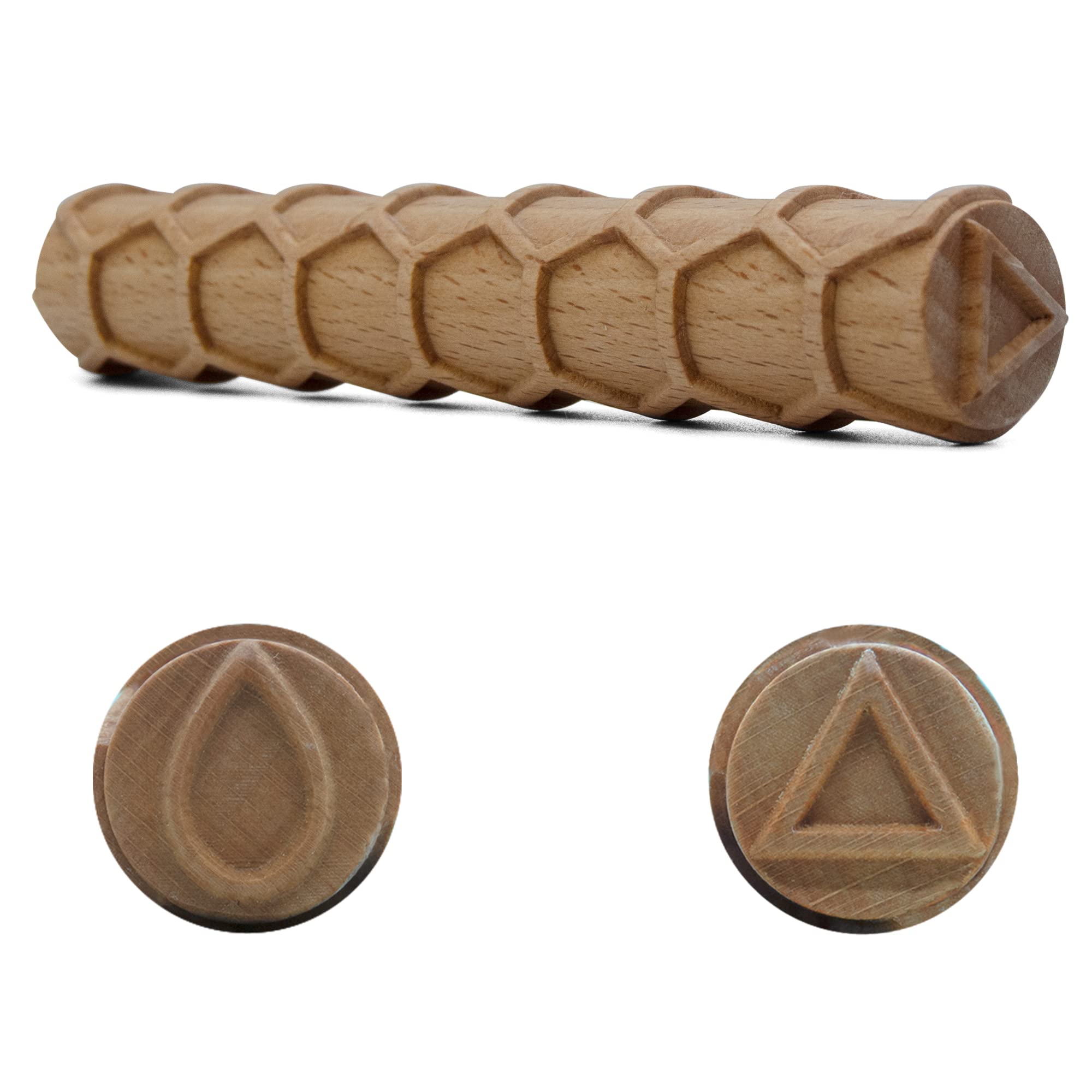 Byllstore Extra Large Texture Rollers for Clay - Dual Function Clay Stamps & Texture Rollers - Premium Wooden Pottery Tools (7