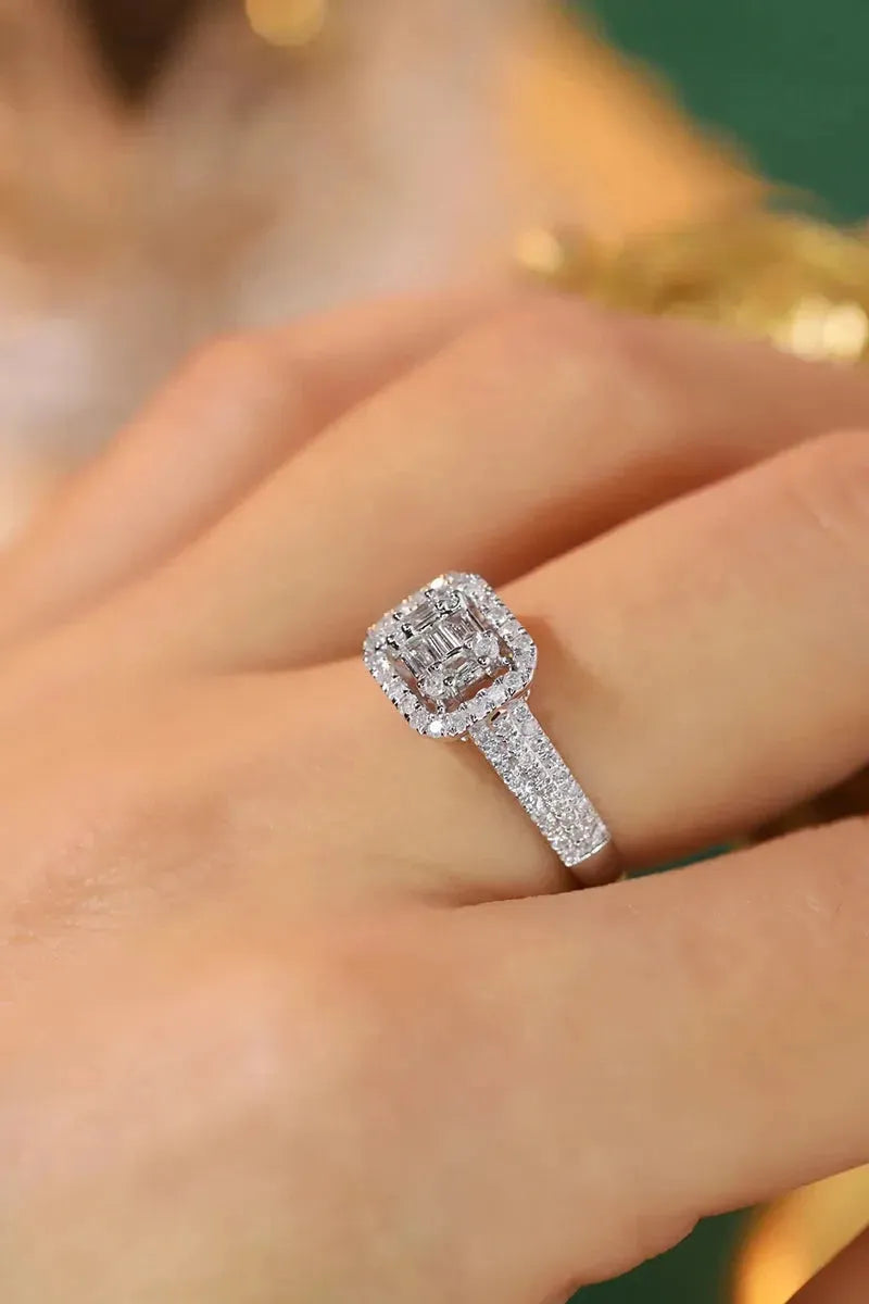 18K White Gold Square Diamond Engagement Ring for Women - 0.60 Carat Natural Diamond Wedding Band, Elegant Bridal Jewelry (Perfect for Proposals, Anniversaries & Special Occasions)