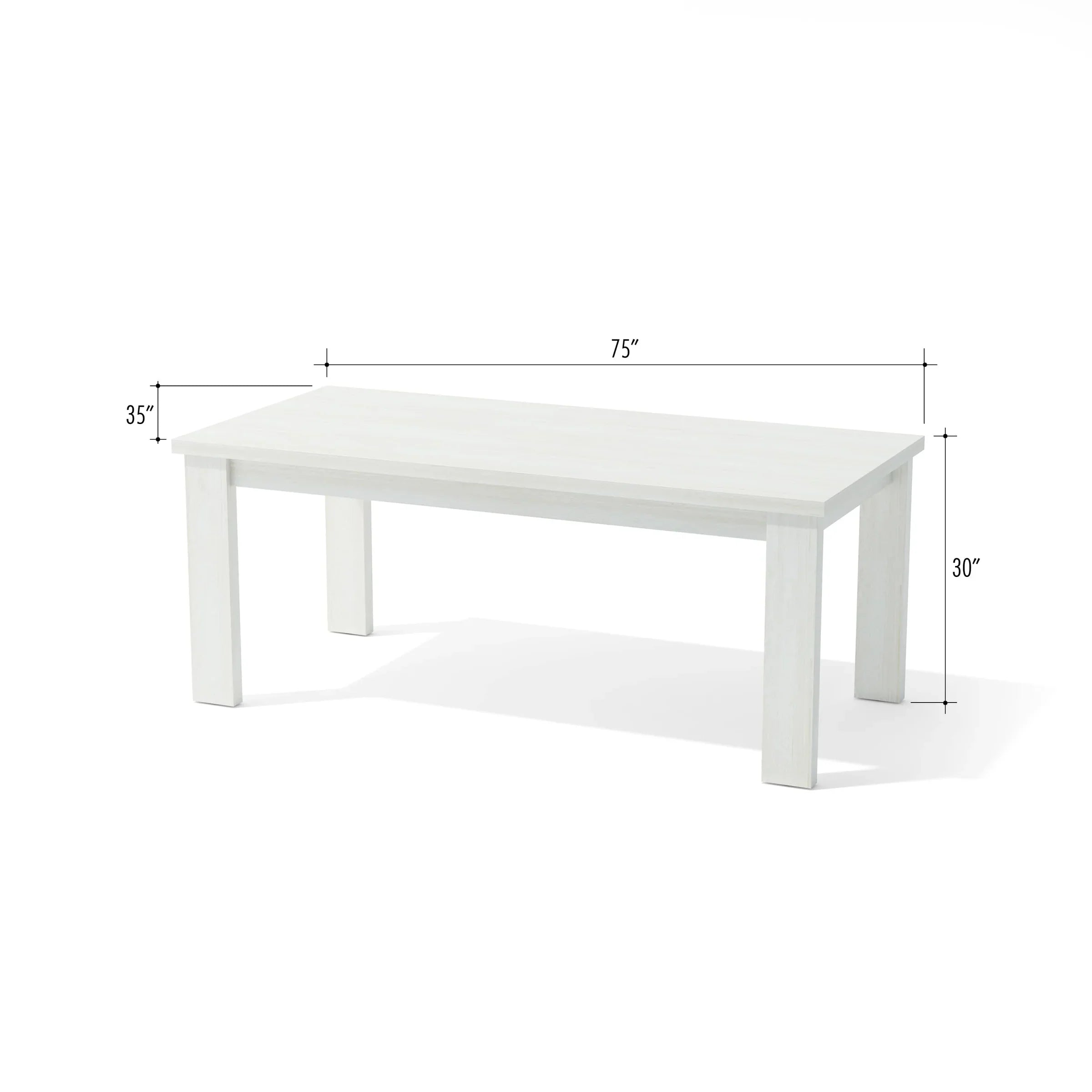 Anderson Teak Brentford 60-Inch White Dining Table - Solid Teak Wood Outdoor Patio Furniture for Garden, Poolside & Backyard Dining
