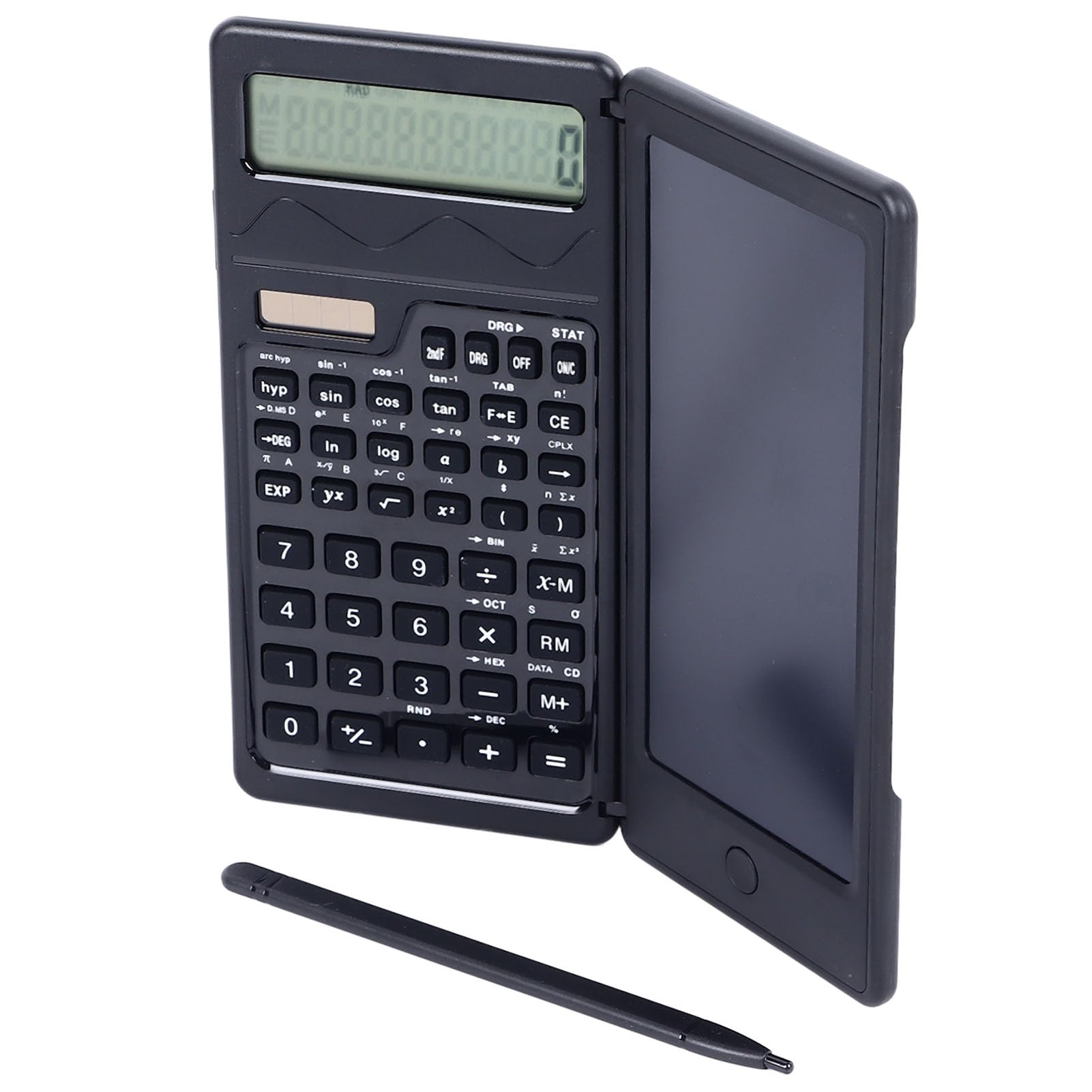 Solar Powered LCD Writing Tablet with Calculator - Foldable Handwriting Board for Students, Office & Home Use (Dual Power: Solar & Battery) - Perfect for Math, Notes & Sketches