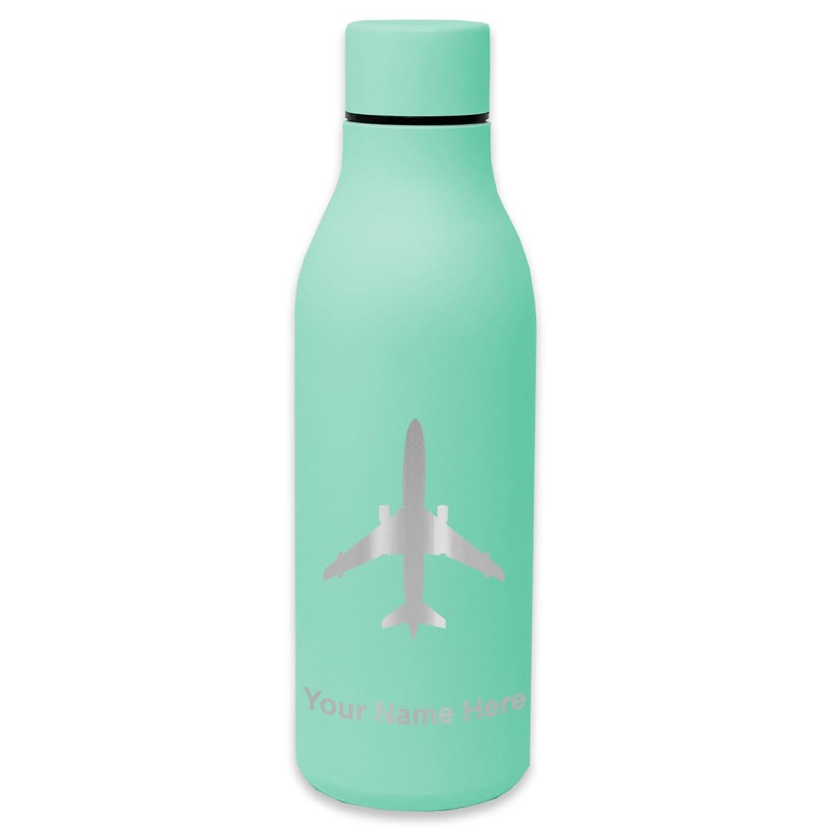 LaserGram Double Wall Insulated Stainless Steel Water Bottle with Personalized Engraving - 20oz Vacuum Flask for Travel, Gym & Outdoor Activities - Keeps Drinks Hot/Cold for 24 Hours - Jet Airplane Design