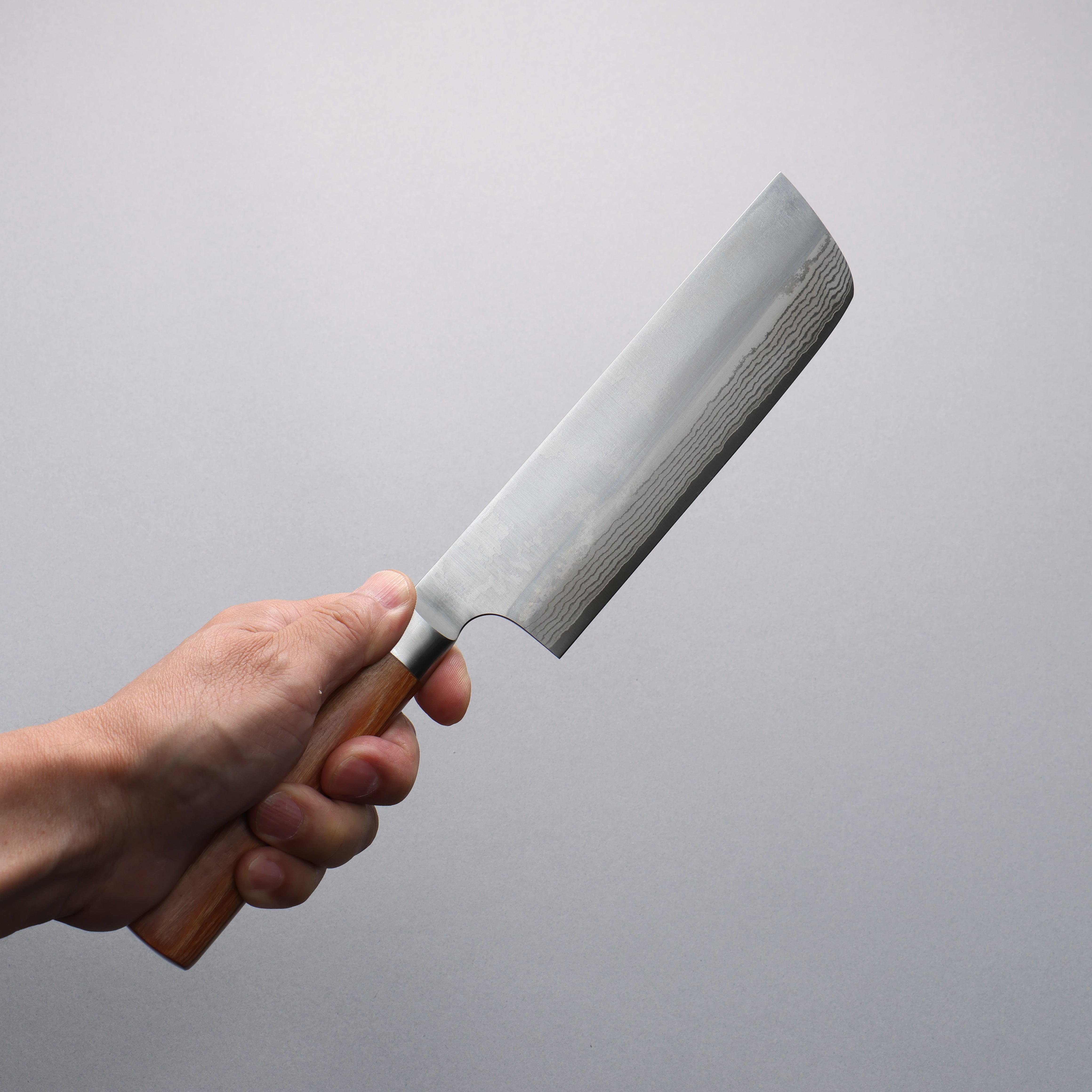 Premium Kamo Hamono VG10 Damascus Nakiri Knife 165mm - Japanese Vegetable Knife with Brown Pakkawood Handle - Perfect for Sushi, Vegetables & Precision Cutting
