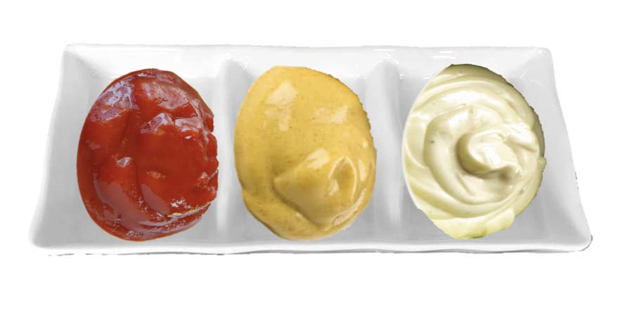 Lucky Star Melamine 3-Compartment Divided Rectangular Dipping Plates - 7-3/8