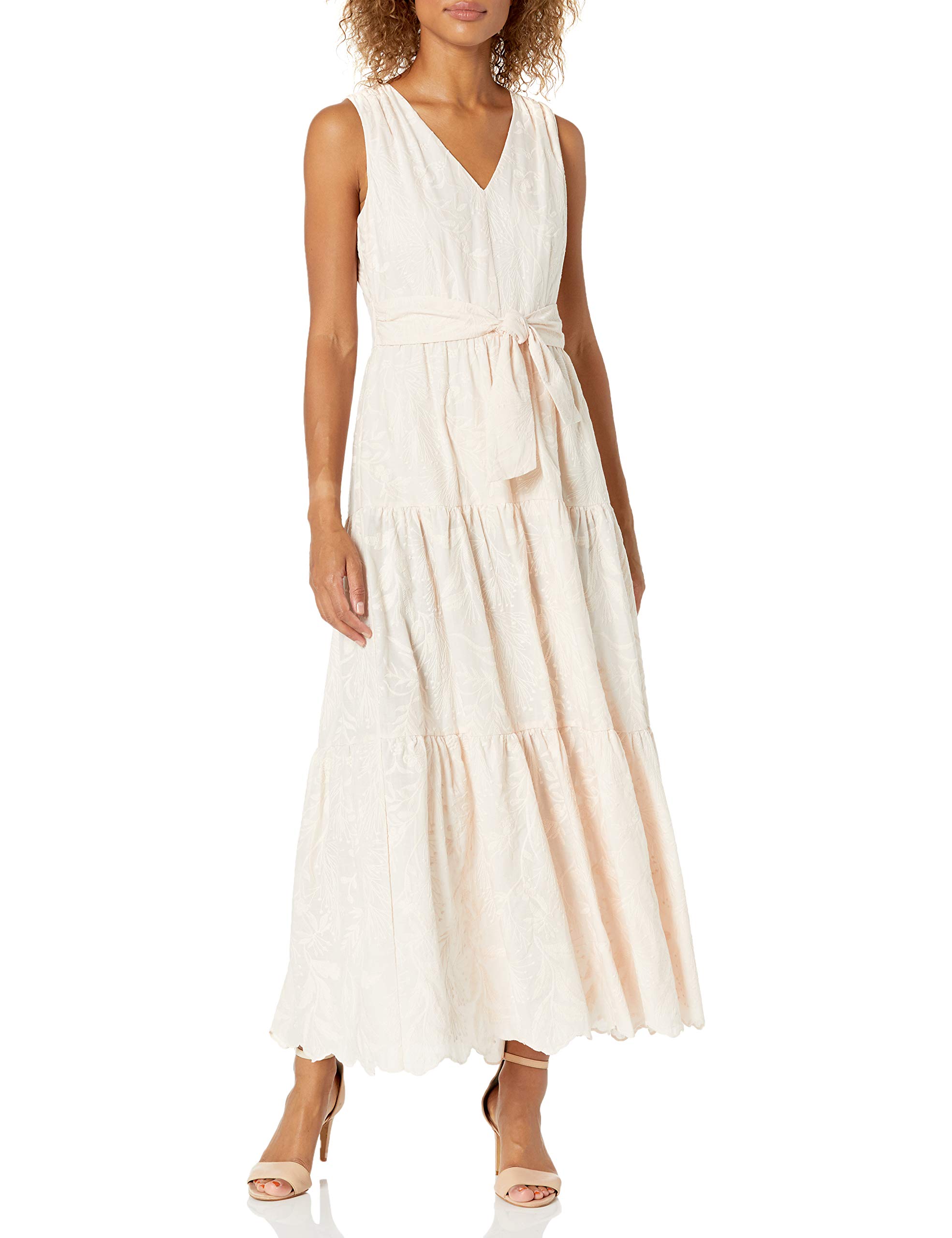 Calvin Klein Women's Maxi Dress with Tiered Flounce Skirt - Elegant Flowy Summer Dress for Beach, Wedding & Vacation | Plus Size Options Available