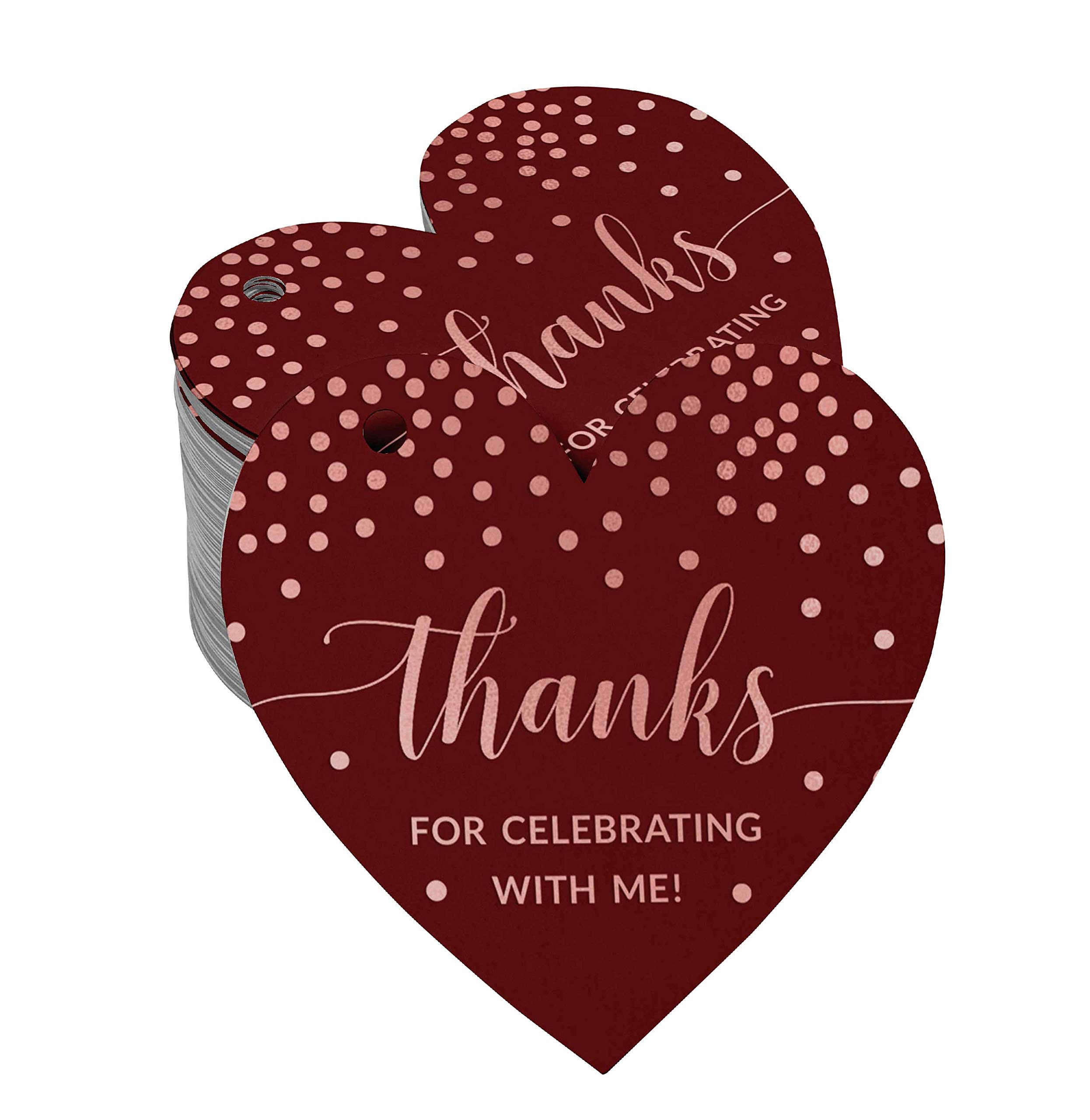 50pcs Real Rose Gold Foil Thank You Tags for Birthday Party Favors - Elegant Celebration Gift Tags for Wedding, Baby Shower & Special Events