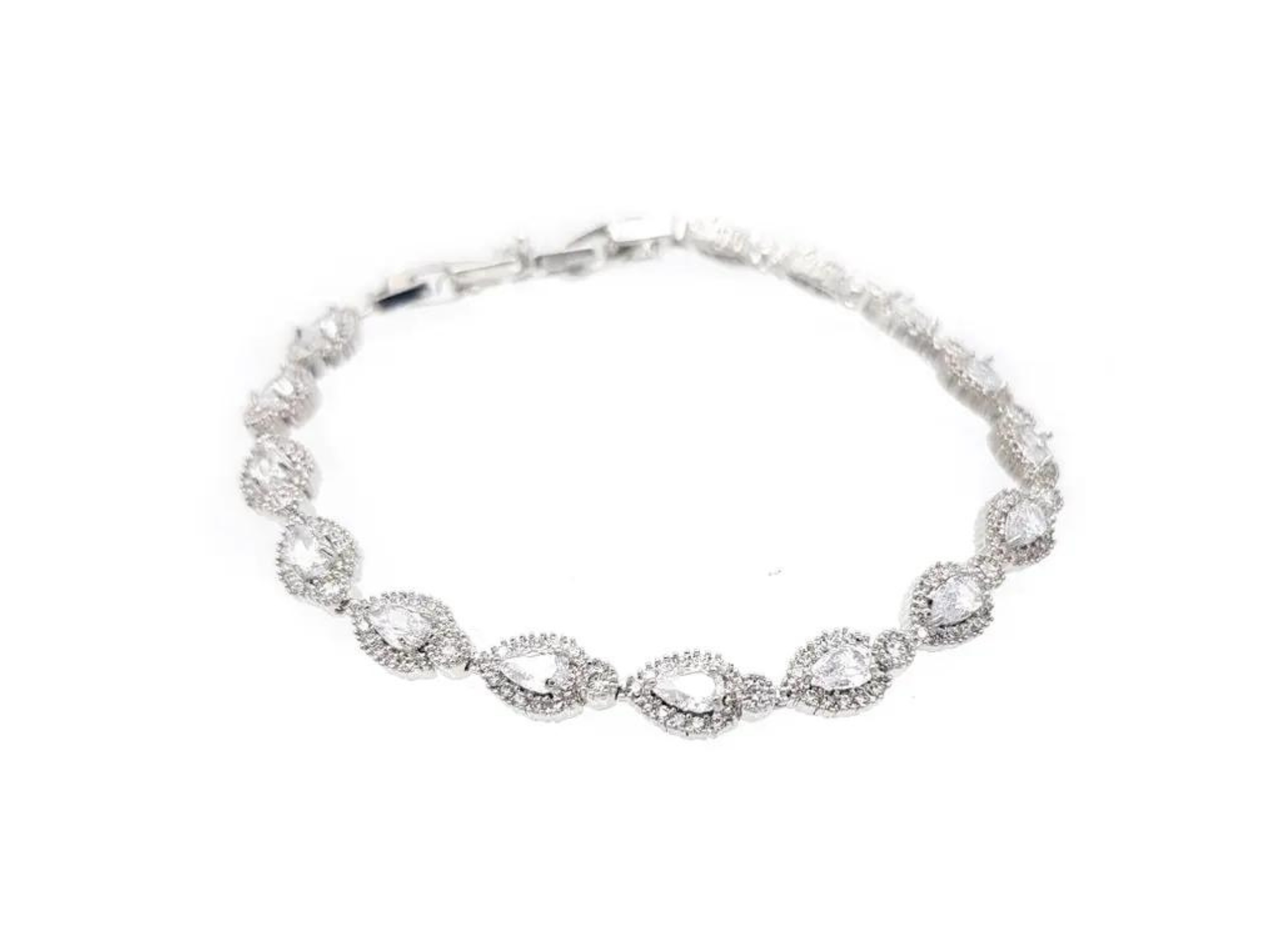 Larissa Elegant Marquise & Round Crystal Wedding Bracelet for Brides - Perfect for Bridal Showers, Ceremonies, and Special Occasions