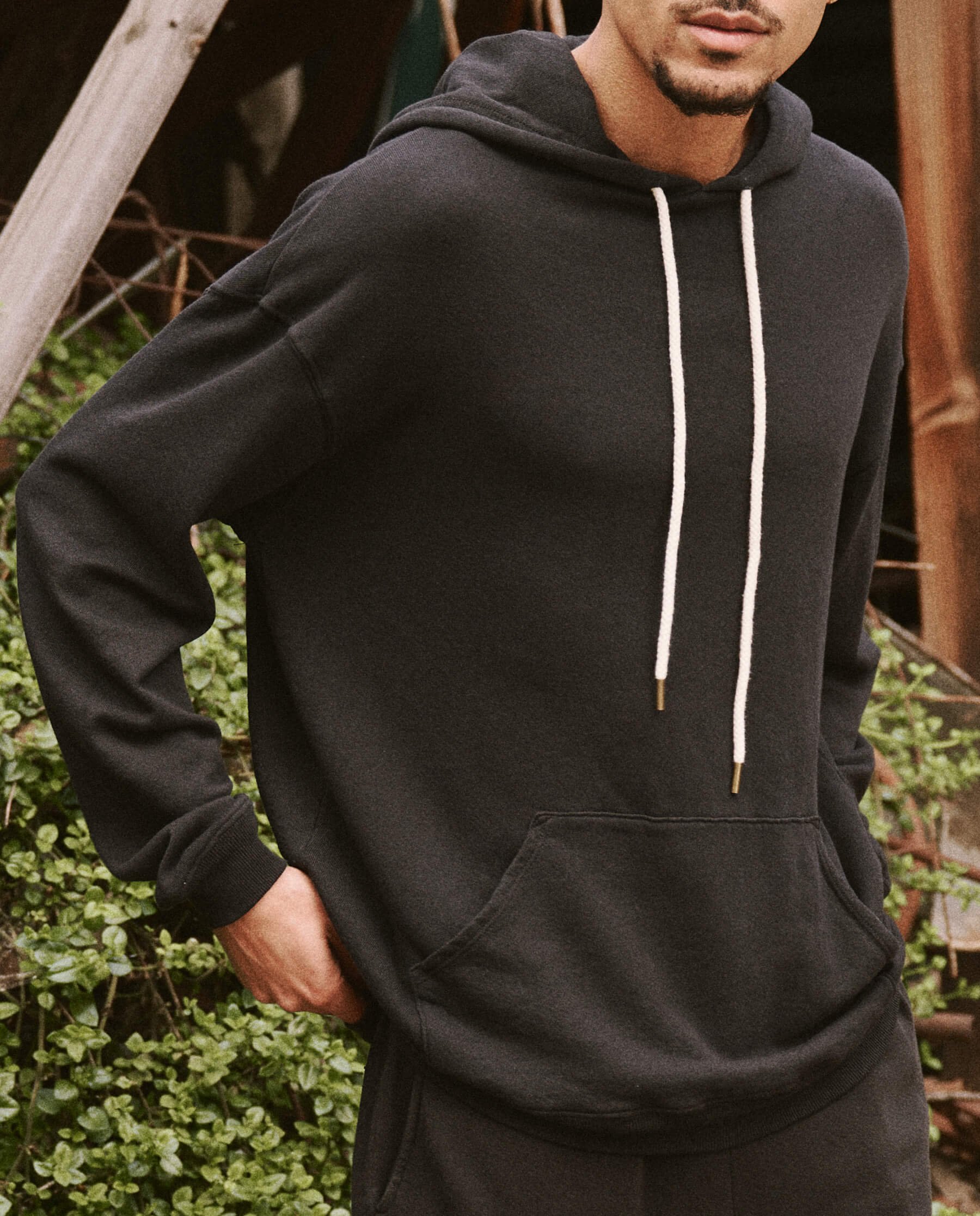 Men's Gym Drawstring Hoodie - Lightweight Athletic Pullover for Workouts & Training - Perfect for Running, Jogging & Casual Wear (Almost Black)