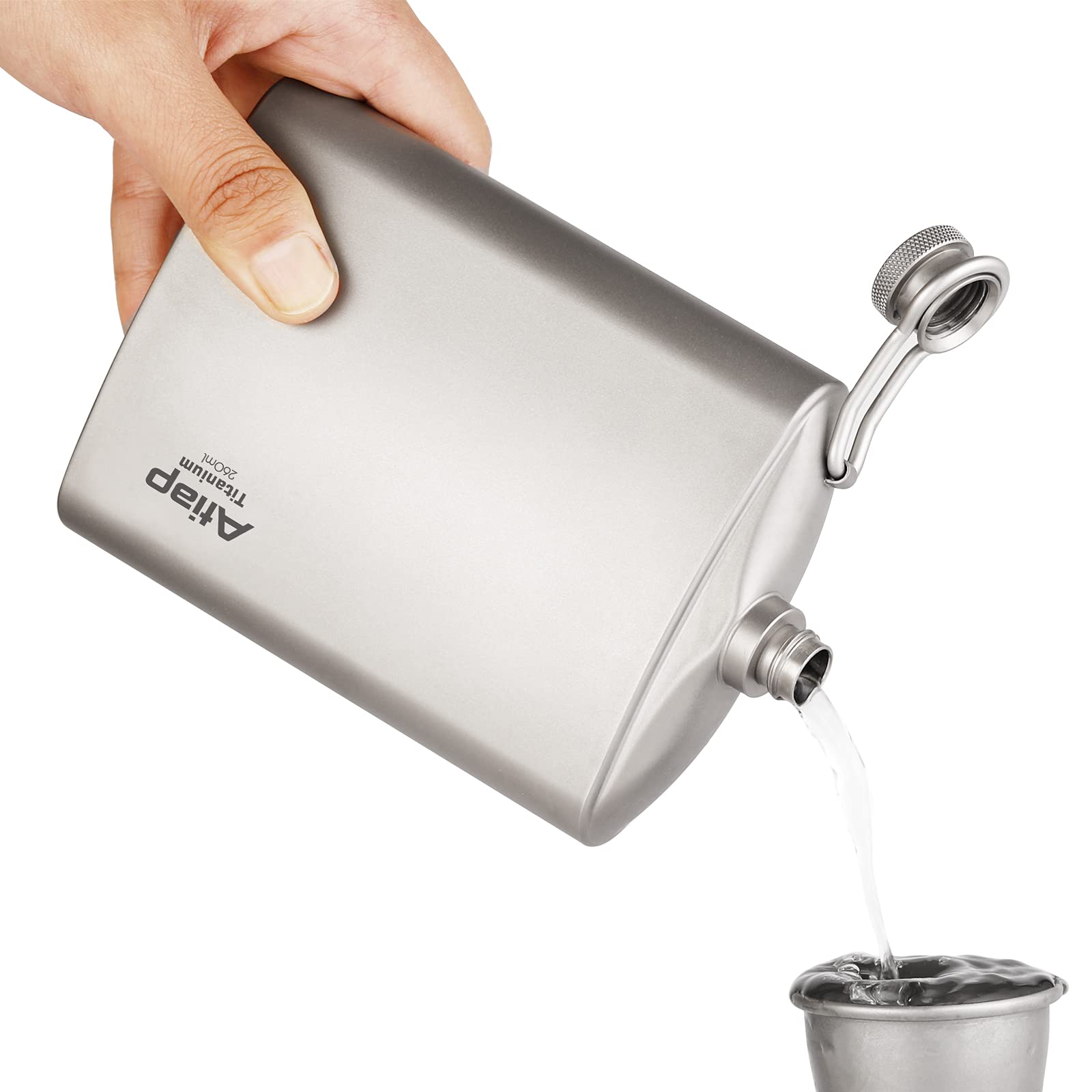 Premium 260ML Titanium Hip Flask with Funnel & Cap - Lightweight Outdoor Portable Liquor Flask for Camping, Hiking & Travel - Durable Whiskey, Vodka & Rum Container for Men & Women