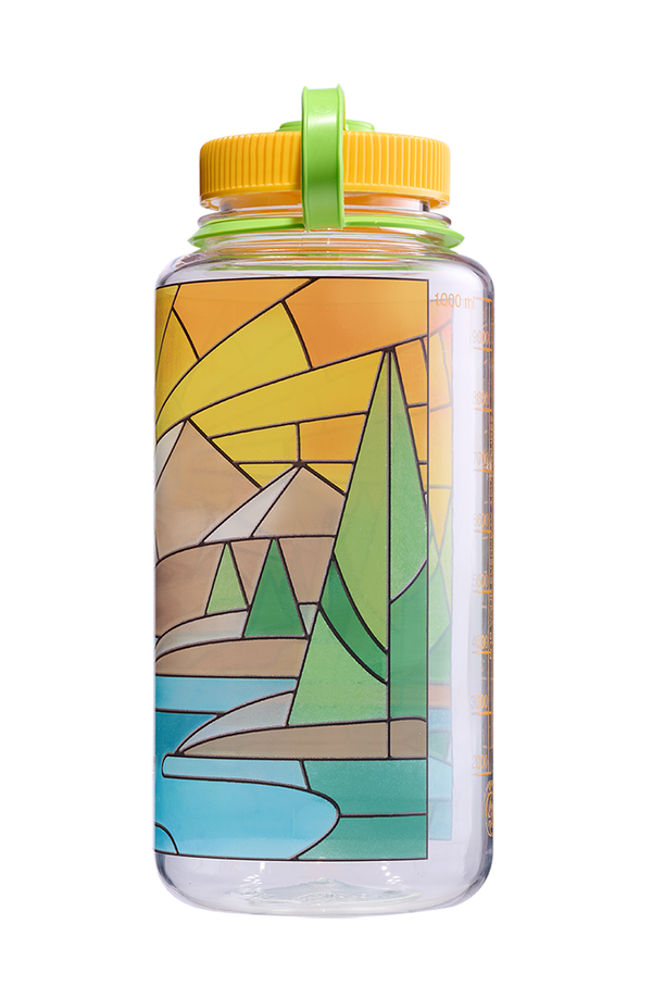 Nalgene 32oz Wide Mouth Water Bottle with Stained Glass Print - BPA Free, Leak Proof & Durable for Hiking, Gym & Outdoor Activities
