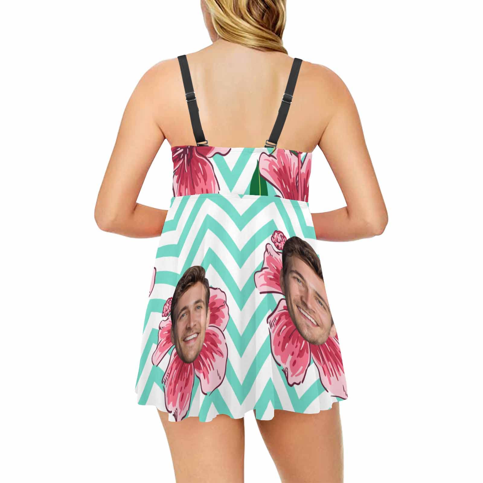 Custom Personalized Women's Two-Piece Swimsuit with Flag Print & Shorts - Summer Beachwear for Swimming, Vacation, and Pool Parties