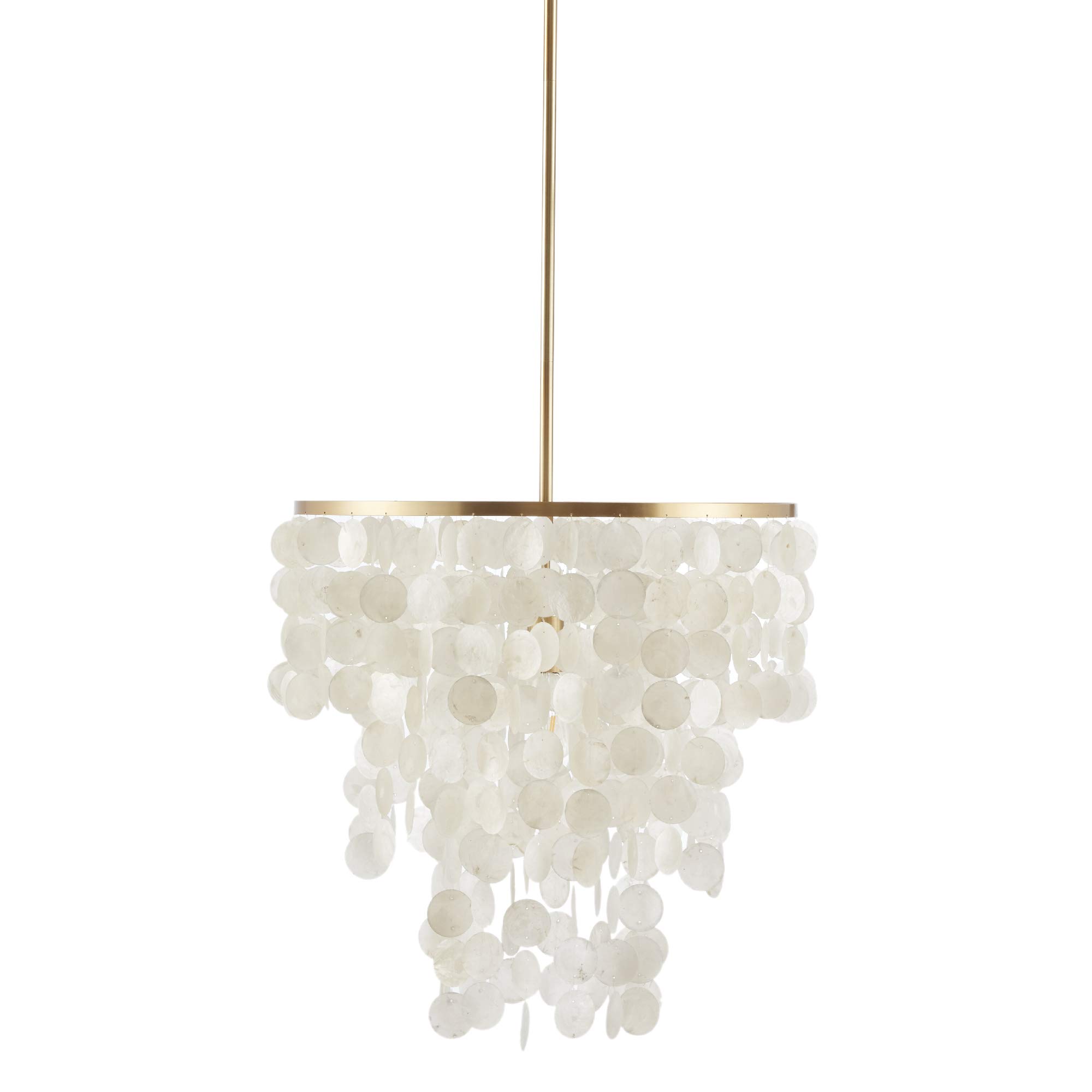 Urban Habitat Isla Capiz Chandelier - Modern Coastal Ceiling Light with White Shell Shade, Dimmable Hanging Fixture for Dining Room & Living Room Lighting | Perfect for Beach House Decor, Coastal Home Design and Boho Interior Style