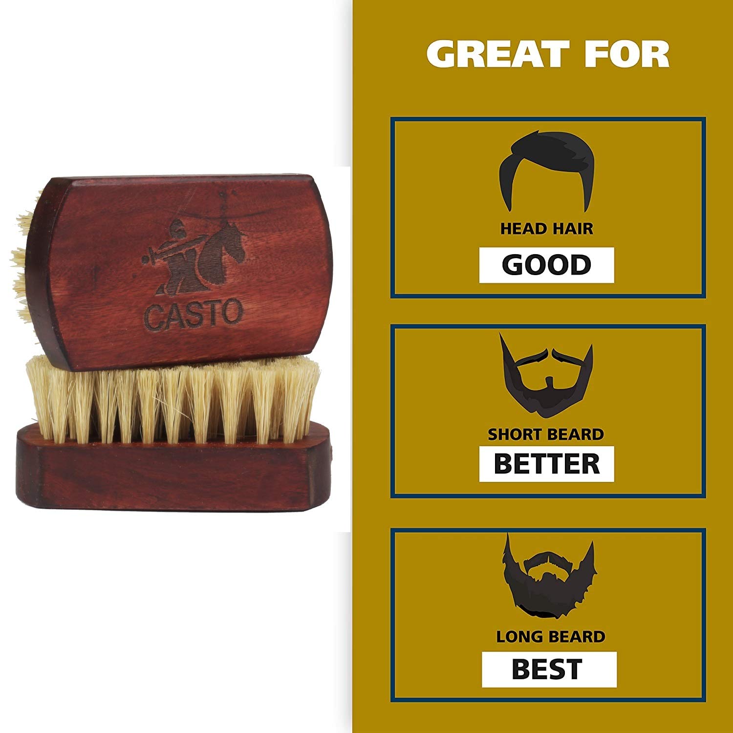 Premium Travel Beard Brush with Natural Boar Bristles & Walnut Wood Handle - Compact Square Design for Men's Grooming On The Go - Perfect for Business Trips, Camping & Daily Use